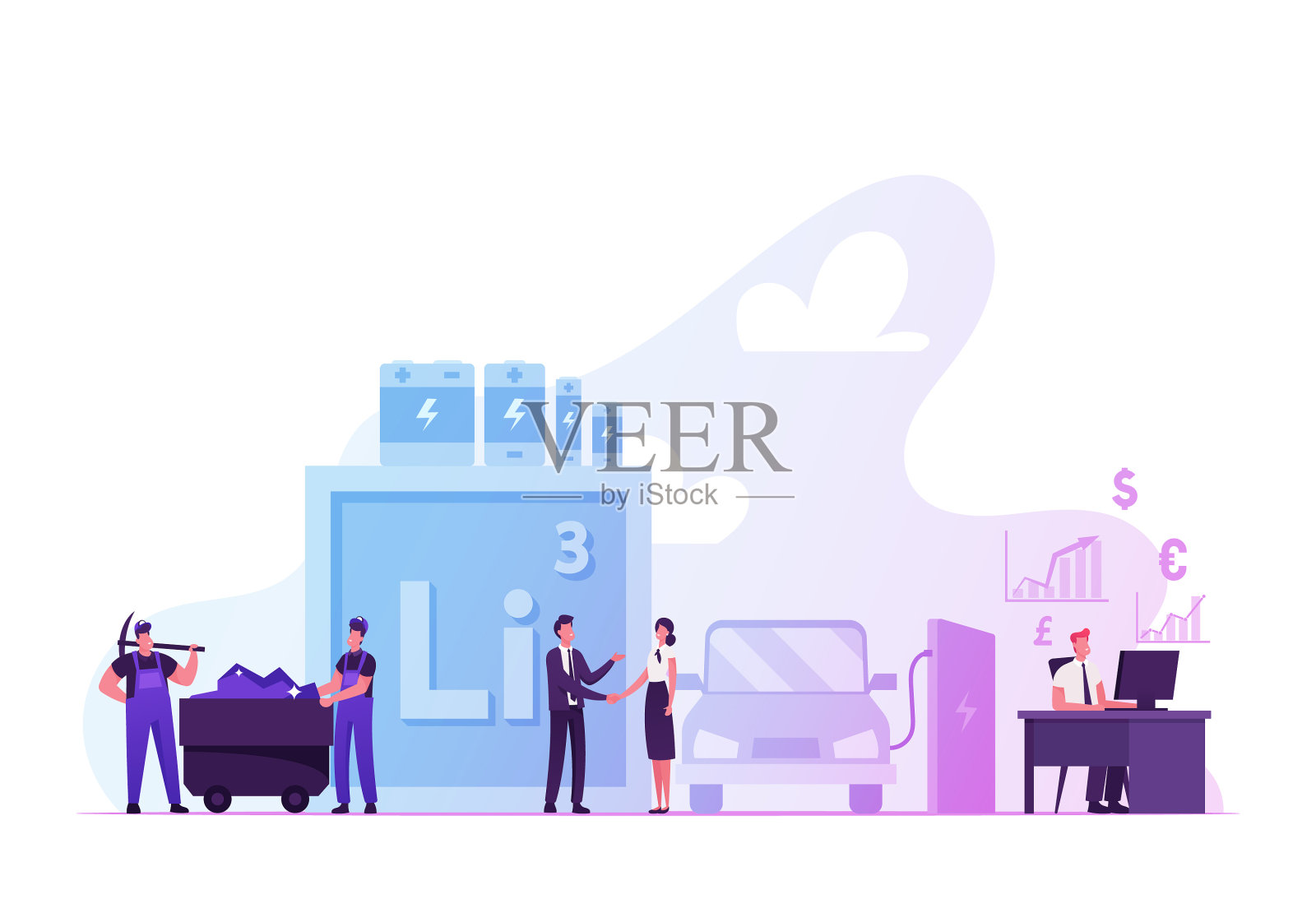 人们在生活中开采和使用锂设计元素图片