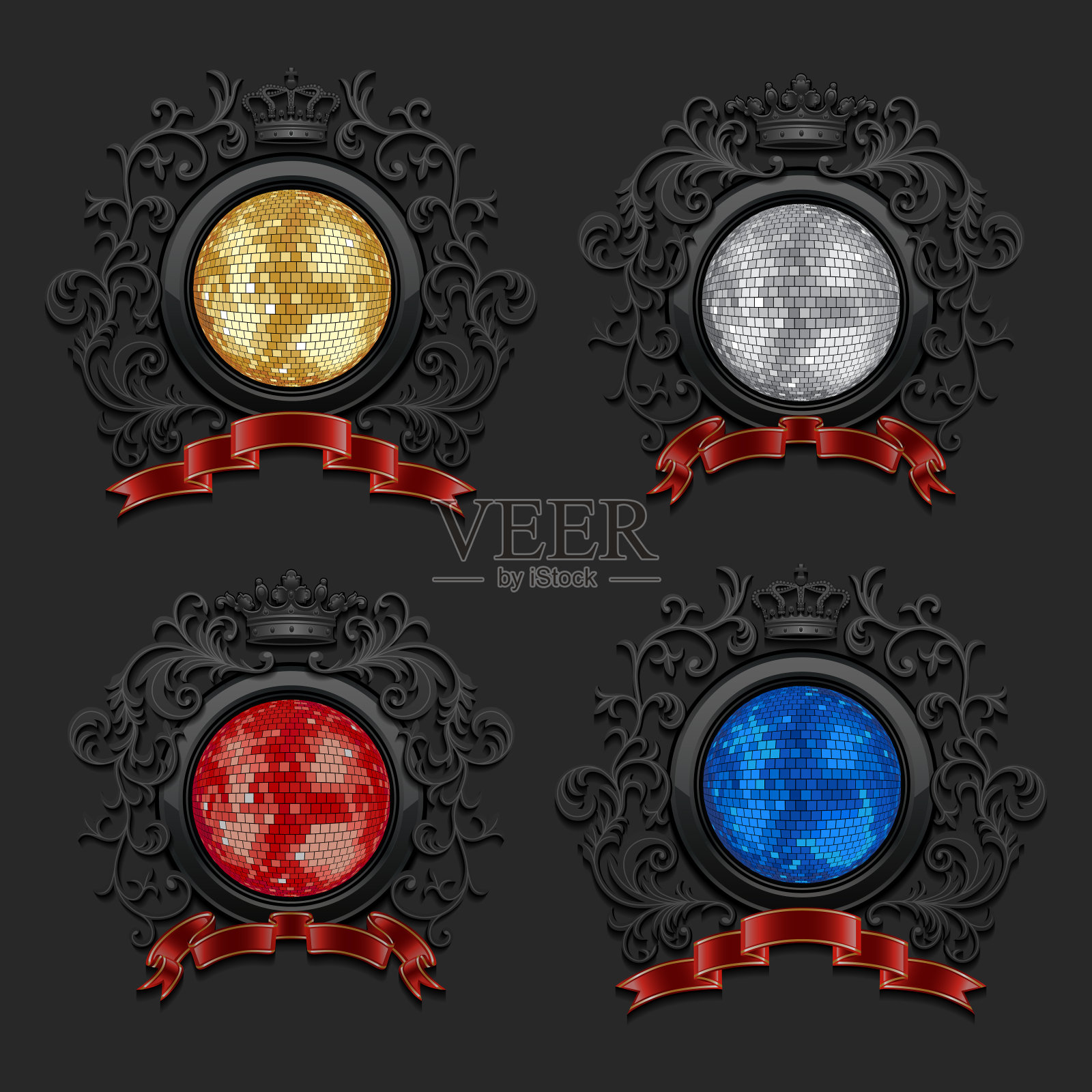 一套迪斯科球插画图片素材