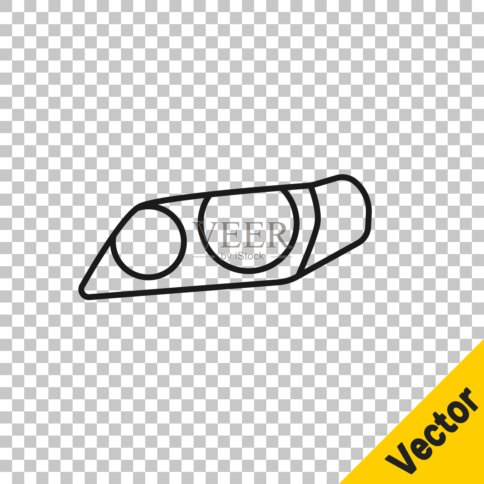 黑线汽车大灯图标隔离在透明的背景。矢量图插画图片素材