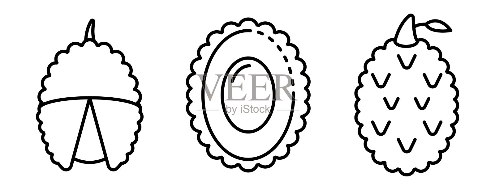 荔枝图标设置,轮廓风格插画图片素材