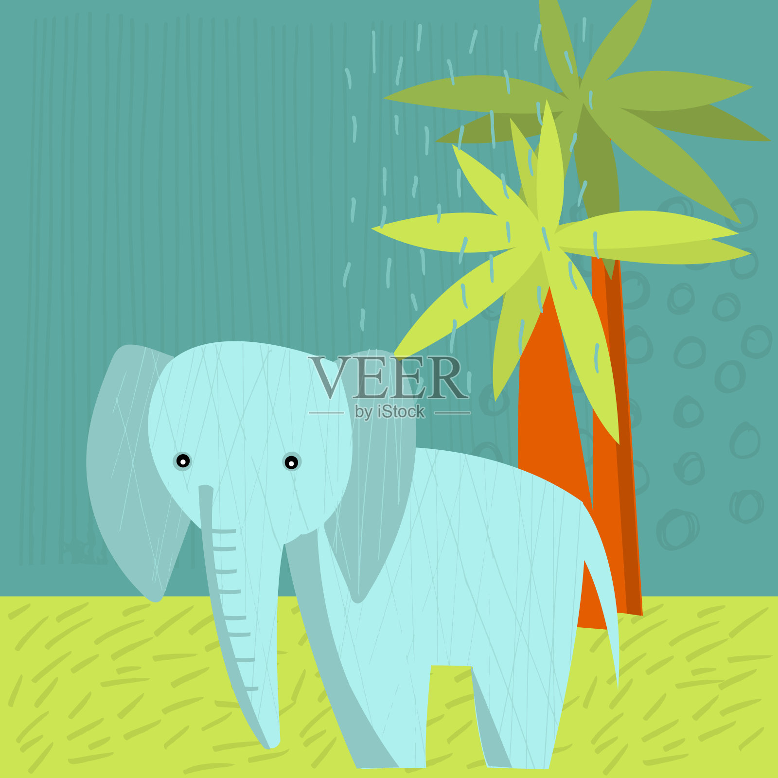 可爱的大象。矢量插图。插画图片素材