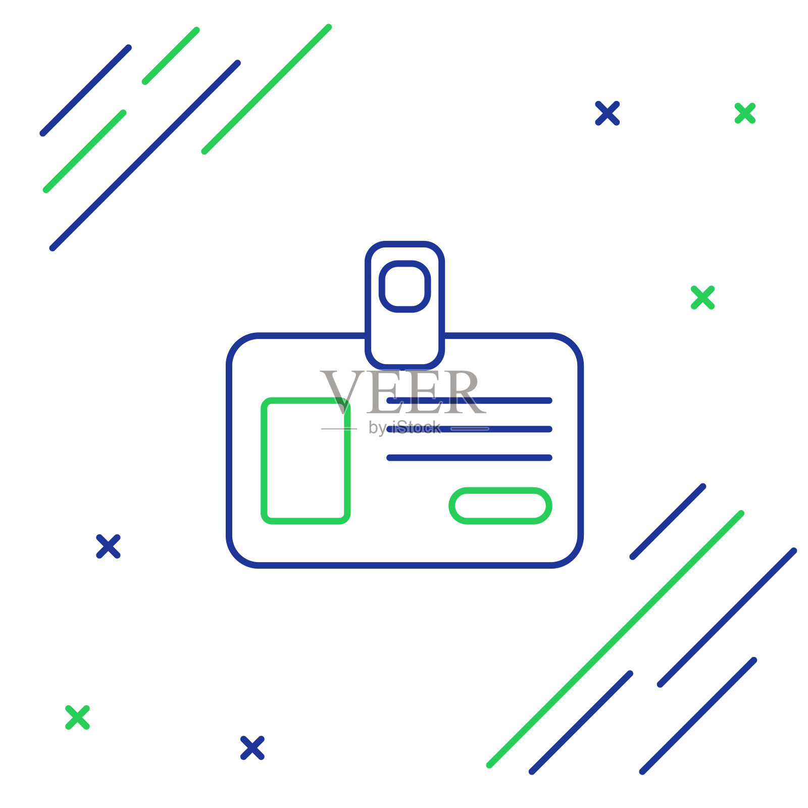 蓝绿线标识牌图标隔离在白色背景上。它可以用于展示,公司的身份,广告。色彩斑斓的轮廓的概念。矢量图插画图片素材