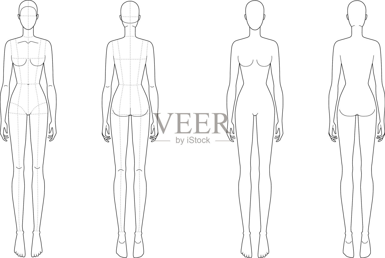 时尚模板站立的女性插画图片素材