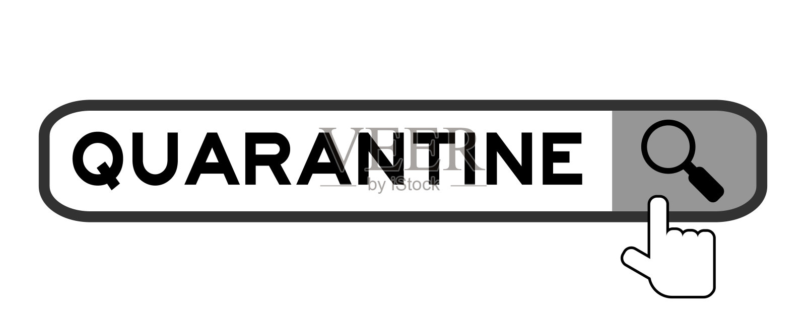 搜索横幅在单词隔离与移交放大镜图标上的白色背景插画图片素材