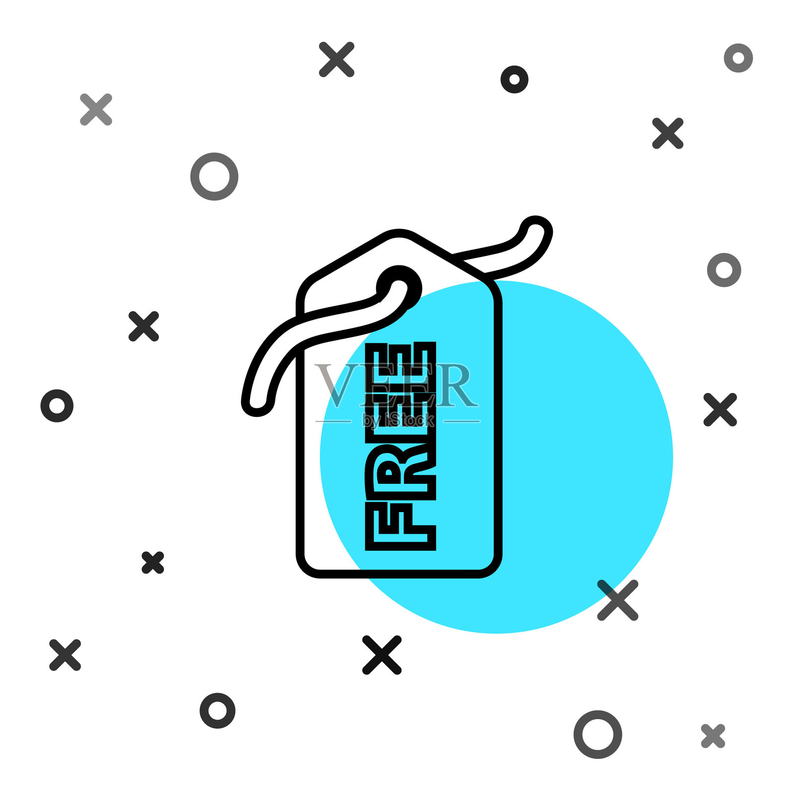 黑色线价格标签与题字免费图标插画图片素材