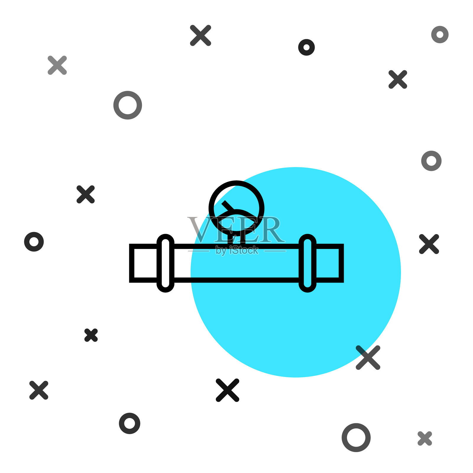 黑线工业金属管和压力计插画图片素材