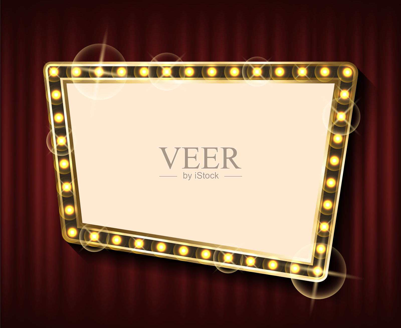 现实复古发光的金色灯框架向量插画图片素材