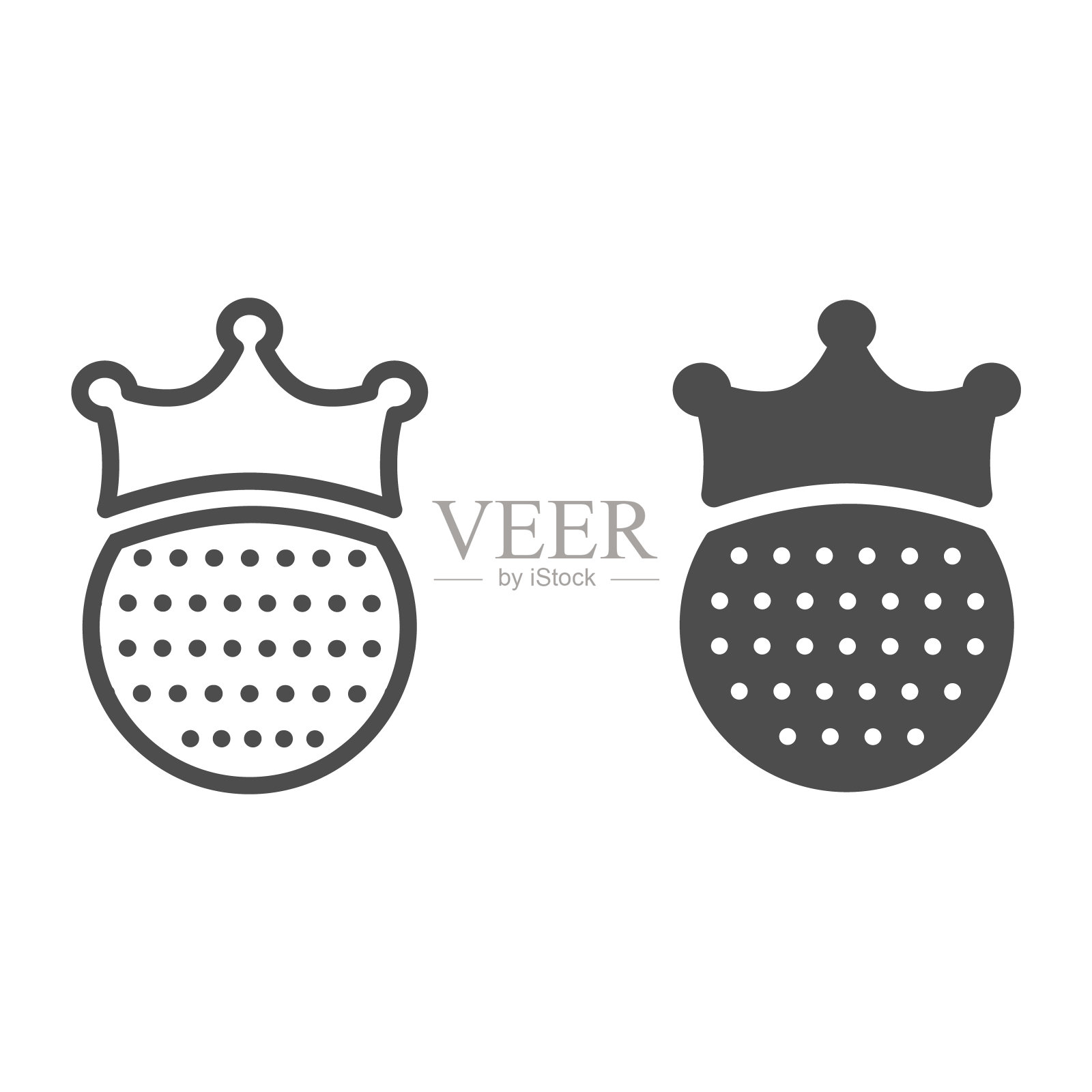 带有皇冠线和实心图标的高尔夫球,体育概念,白色背景上的高尔夫球之王标志,用于移动概念和网页设计的轮廓风格皇冠高尔夫球图标,矢量图形图标素材