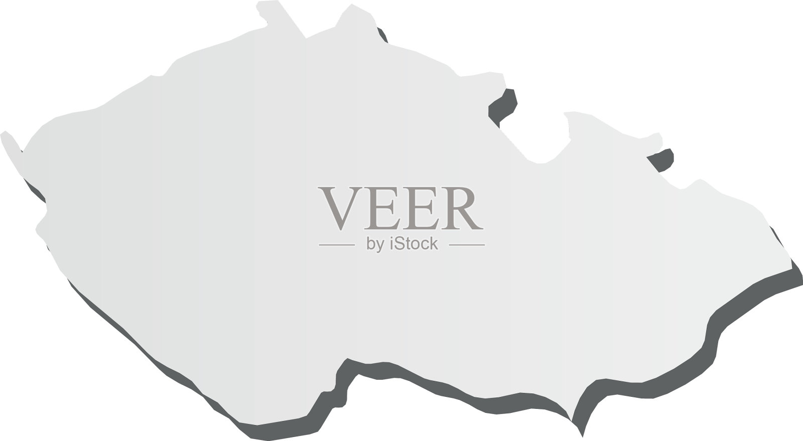捷克共和国-灰色3d样剪影地图插画图片素材