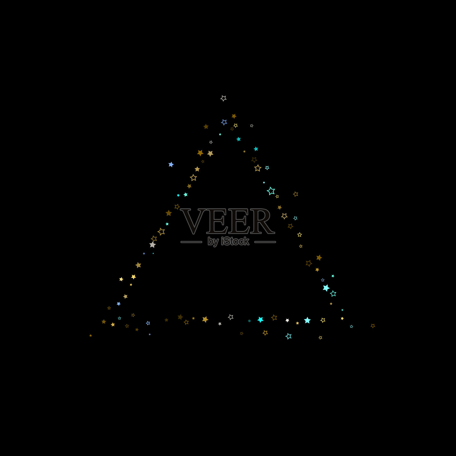 金色蓝色星星链轮闪亮的五彩纸屑插画图片素材