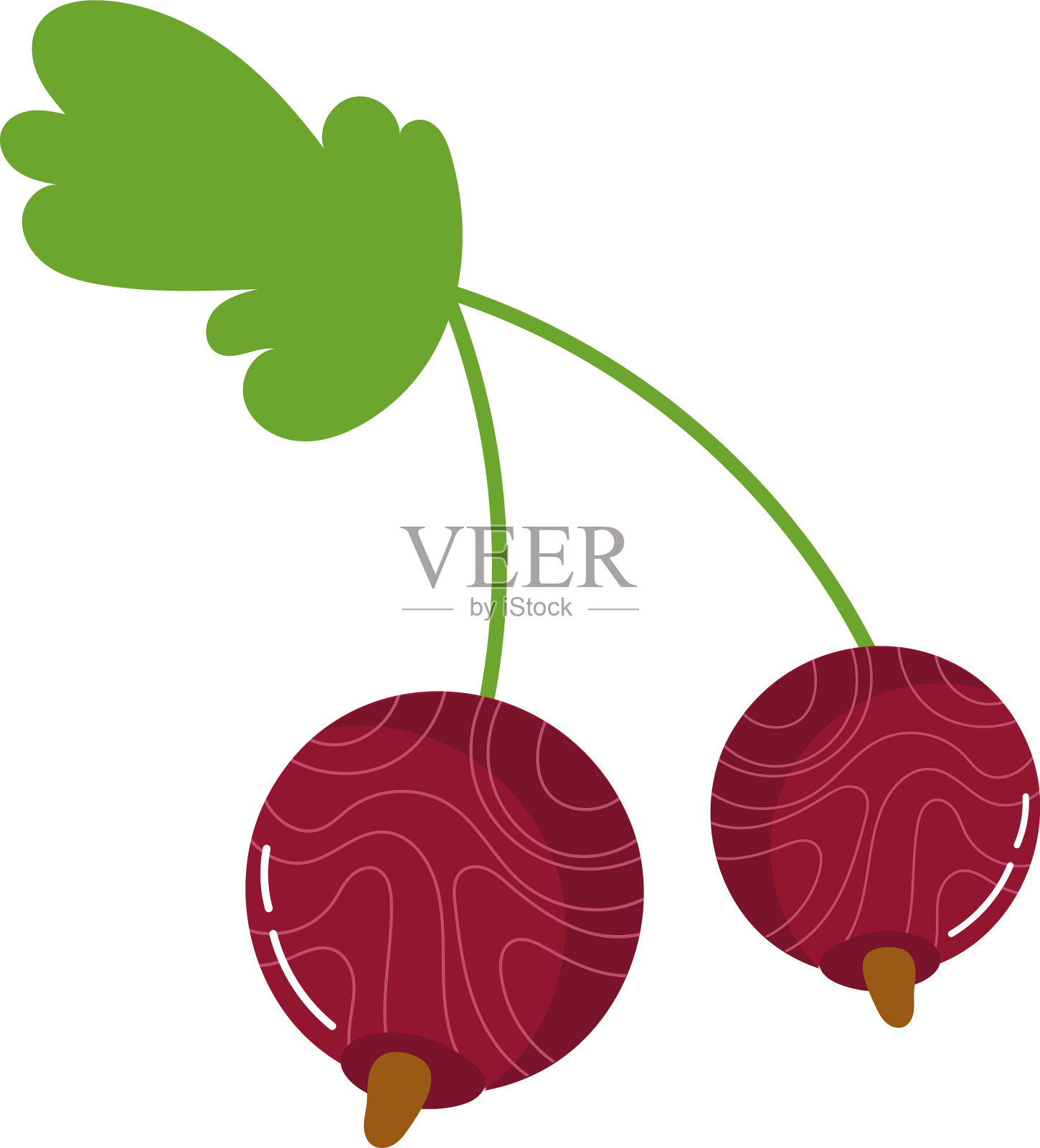 葡萄奇特水果扁平风格设计元素图片