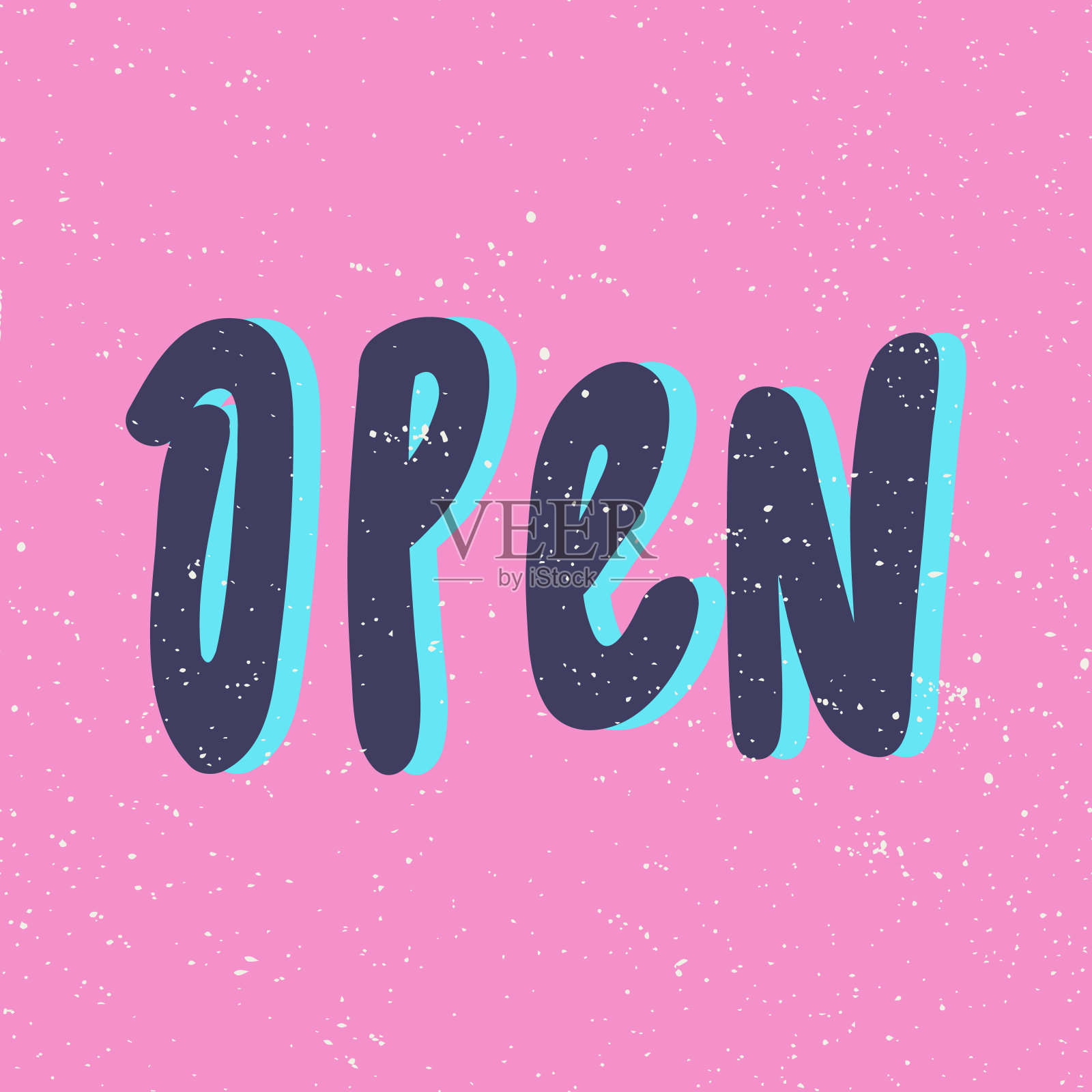 开放。社交媒体内容的贴纸。矢量手绘插图设计。插画图片素材