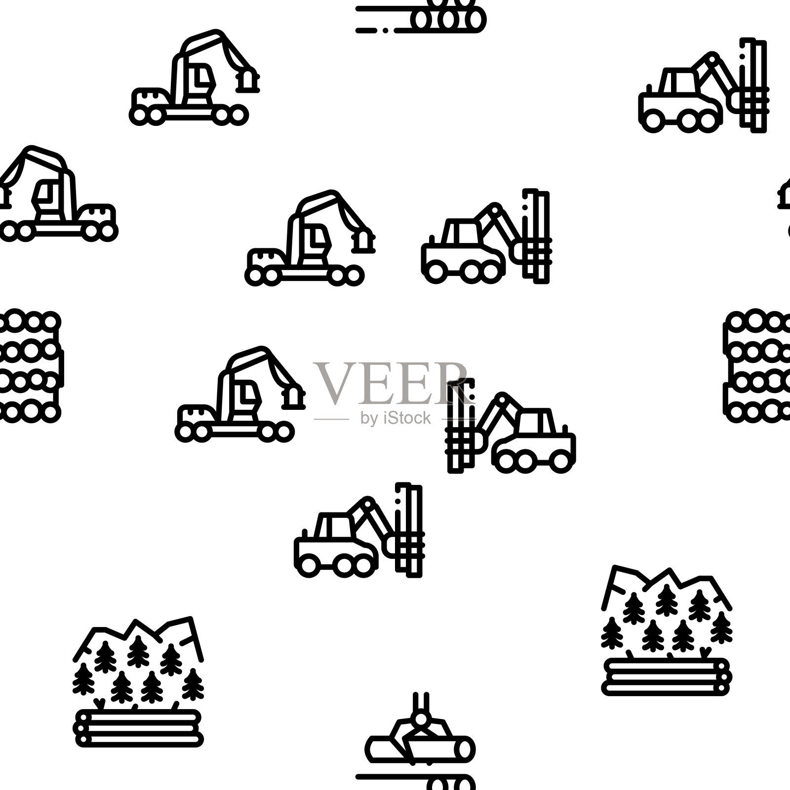 原木行业无缝模向量插画图片素材