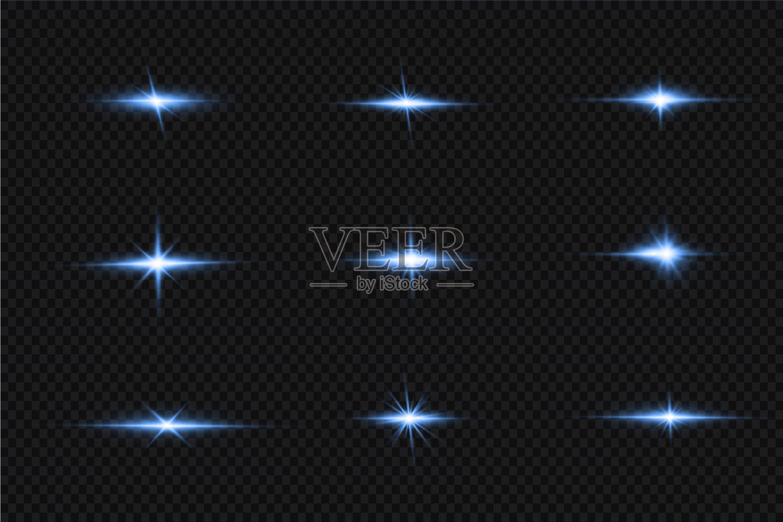 矢量插图的蓝色。辉光效果。矢量插图。圣诞节的闪光。灰尘,灿烂的太阳,明亮的闪光。设计元素图片