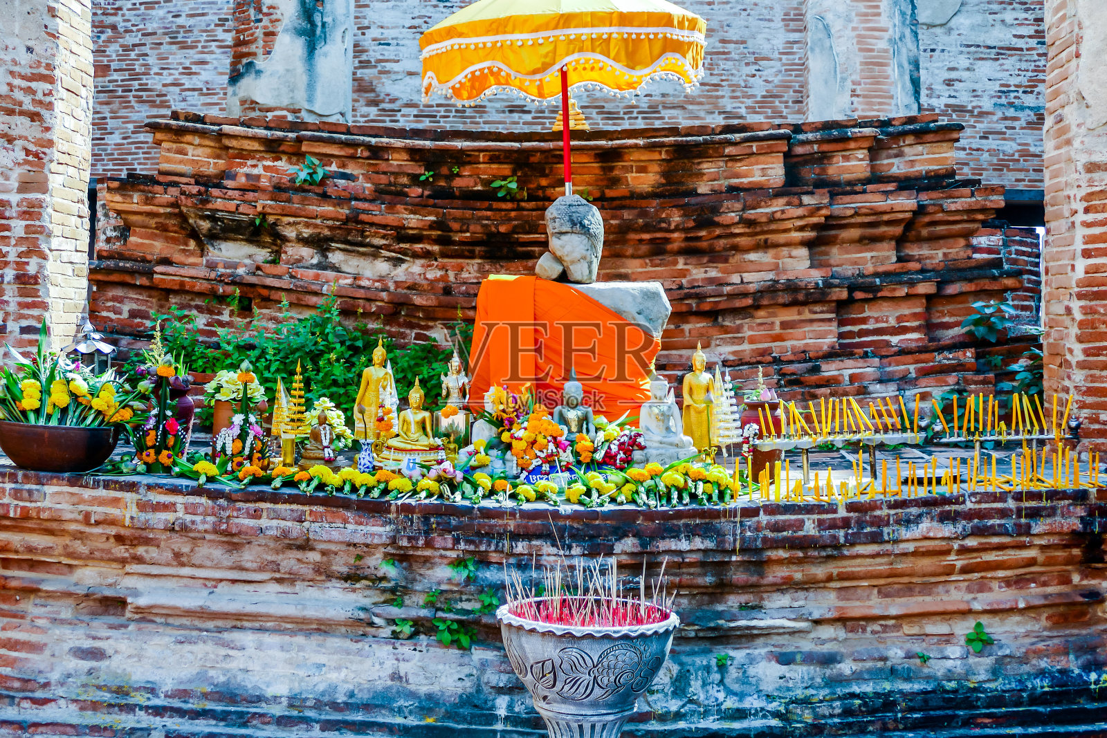 美丽的照片佛塔废墟,大城府拍摄于泰国照片摄影图片