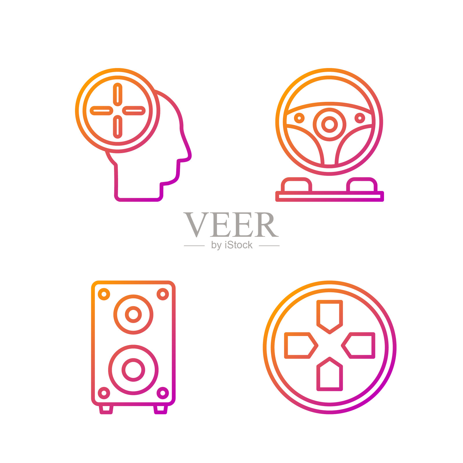 设定手柄线立体声扬声器头部狩猎插画图片素材