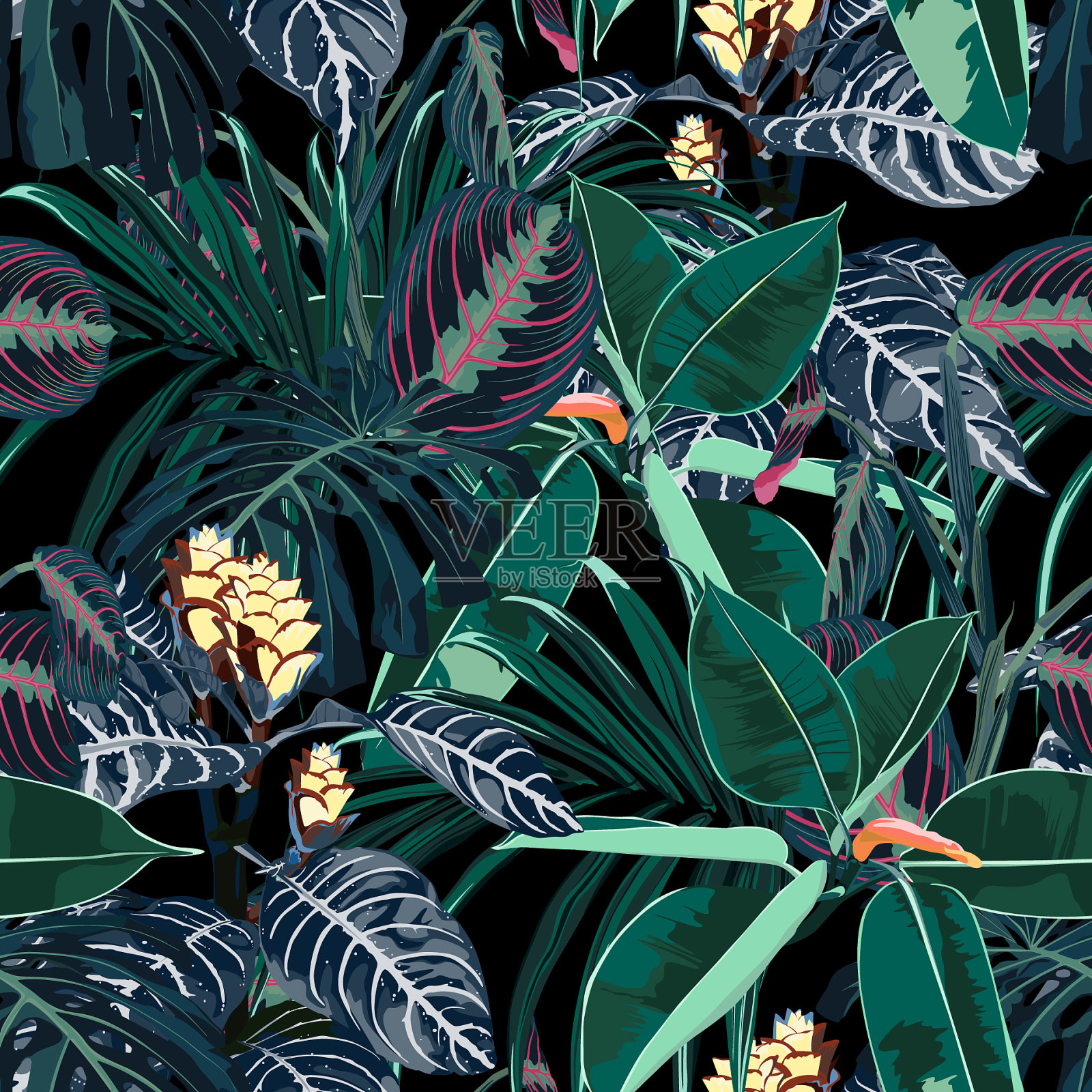 夏威夷印花无缝图案插画图片素材