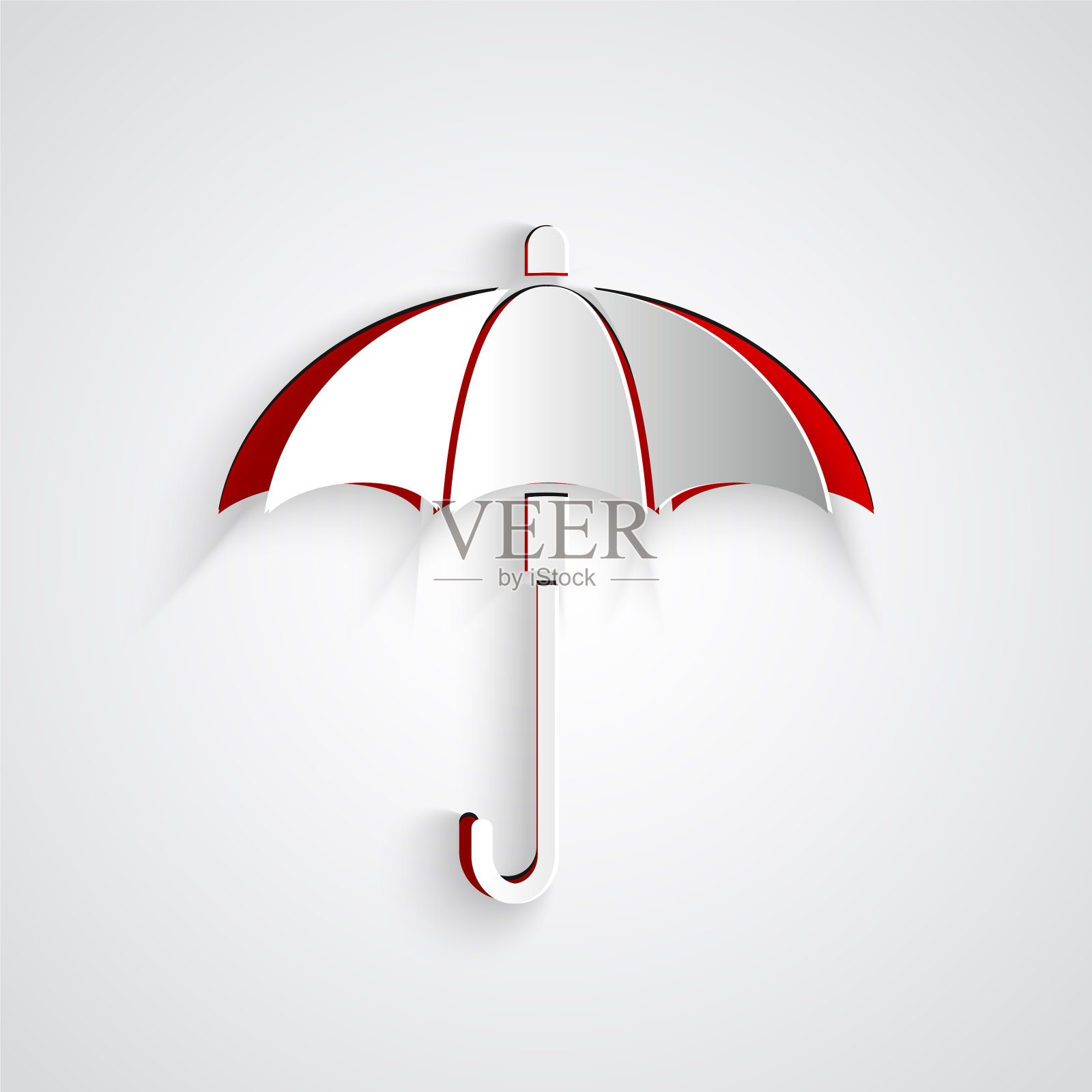 剪纸经典优雅打开伞的图标插画图片素材