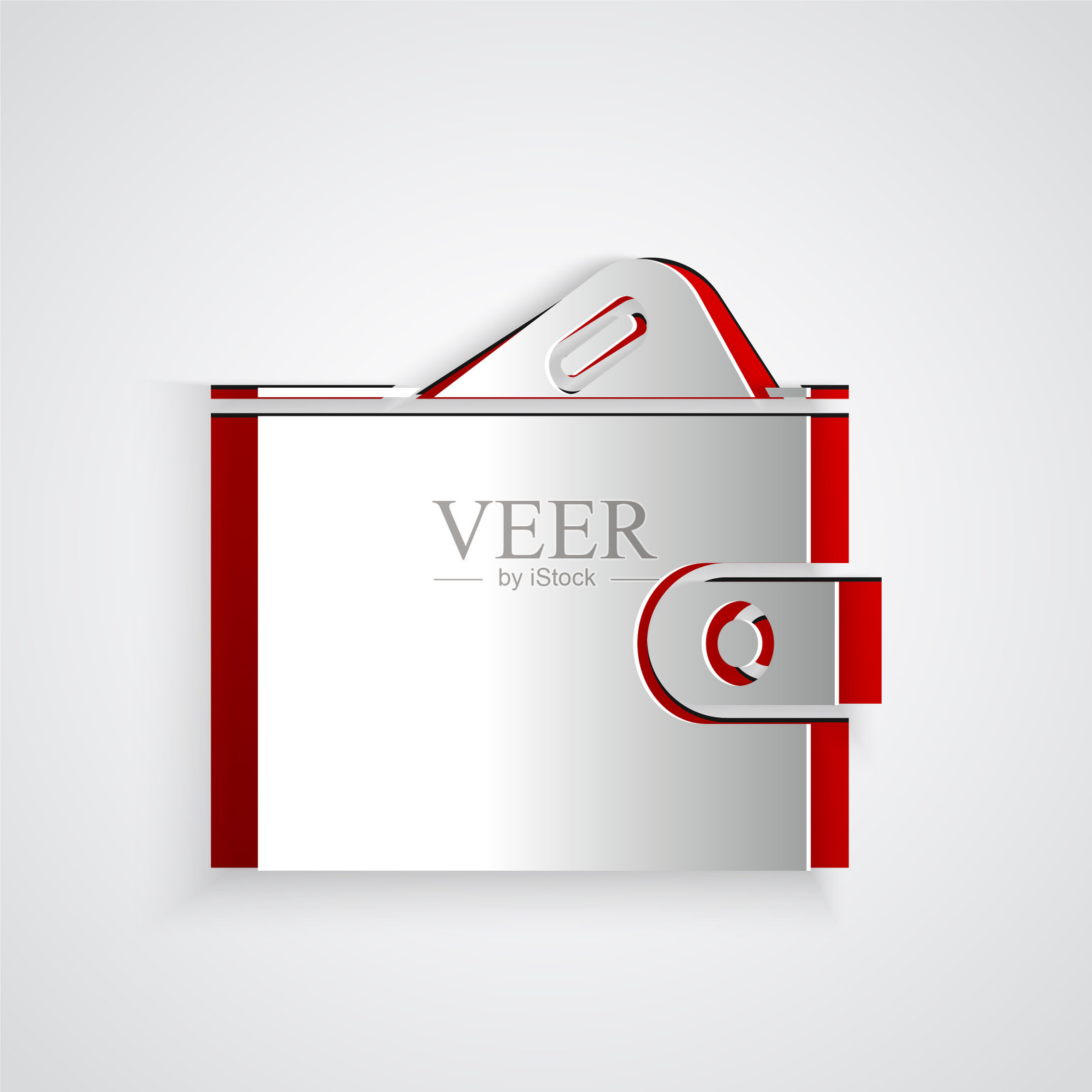 剪纸钱包与堆栈纸币现金图标插画图片素材