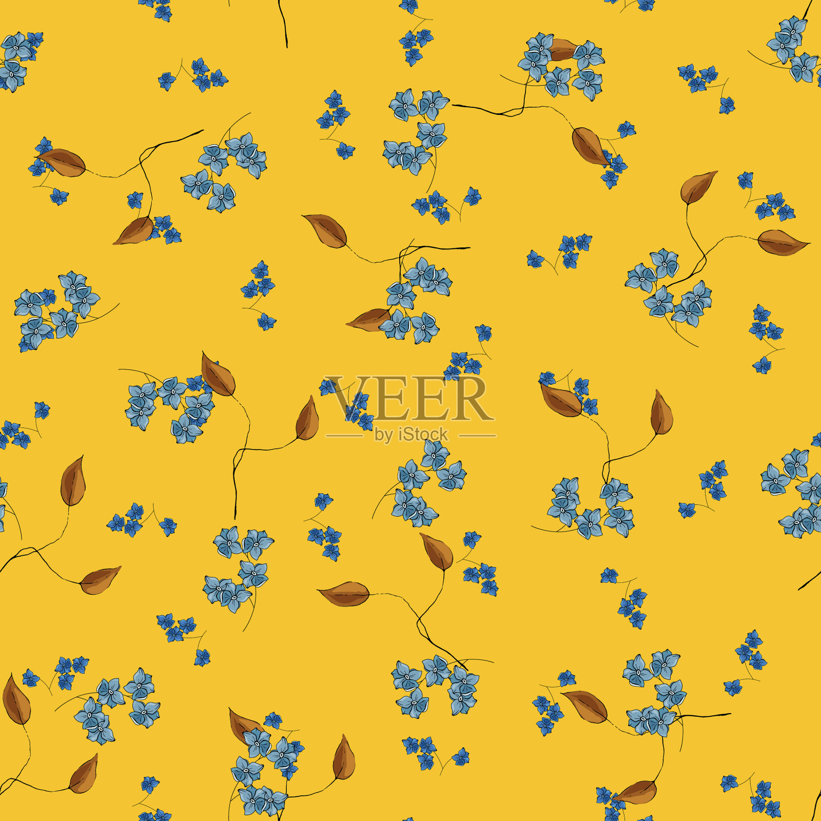 无双花热带几何印花插画图片素材