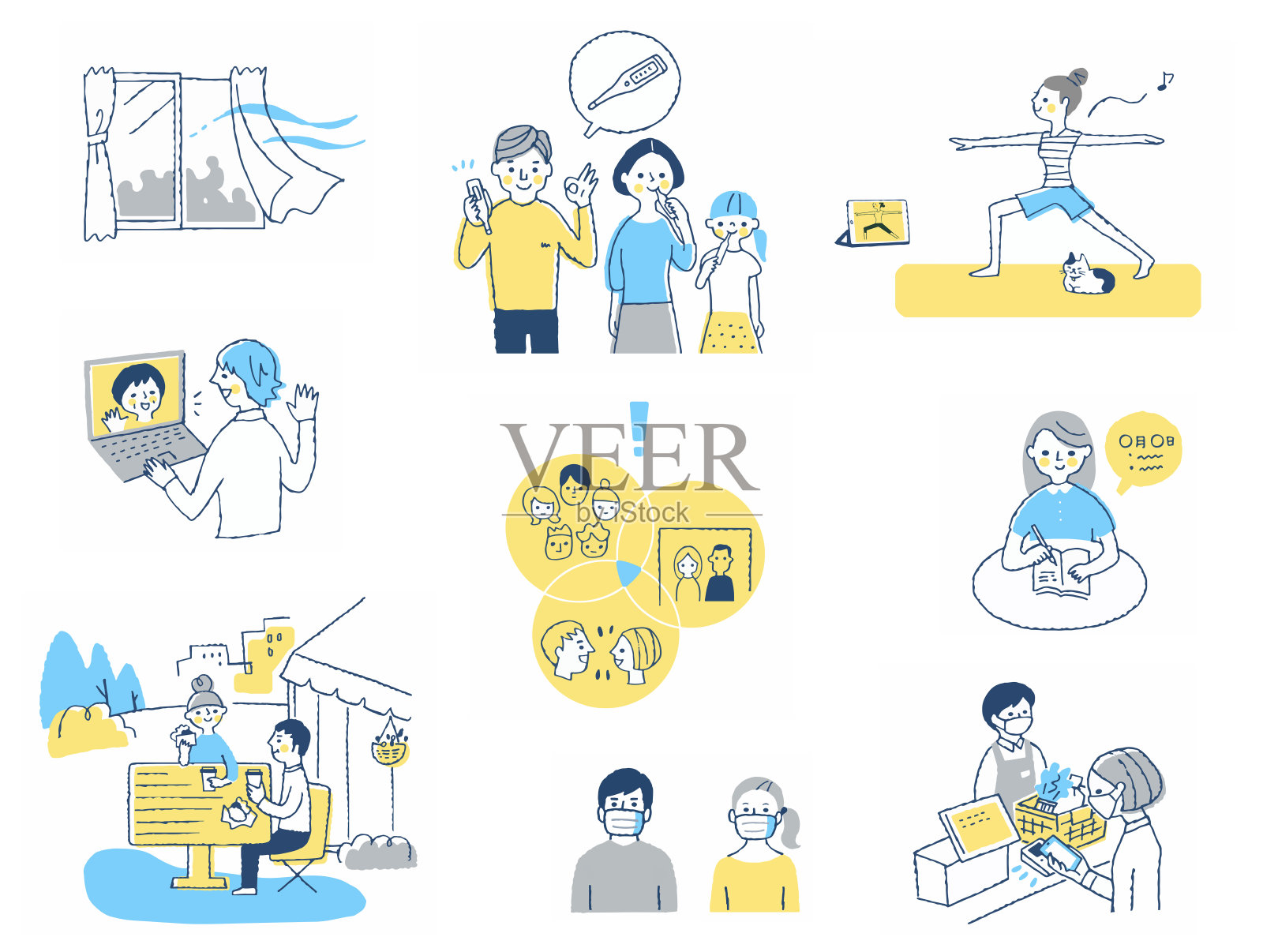 新的生活方式post-COVID-19插画图片素材