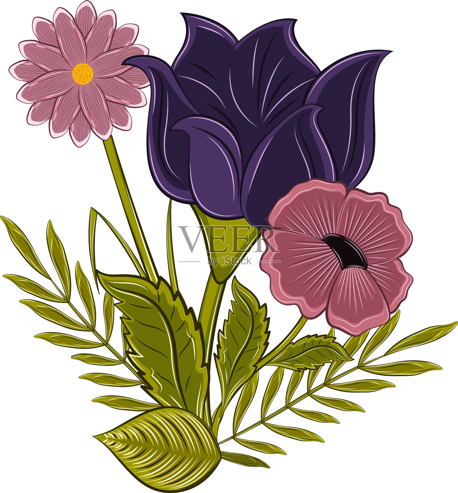 孤立的花花束插画图片素材