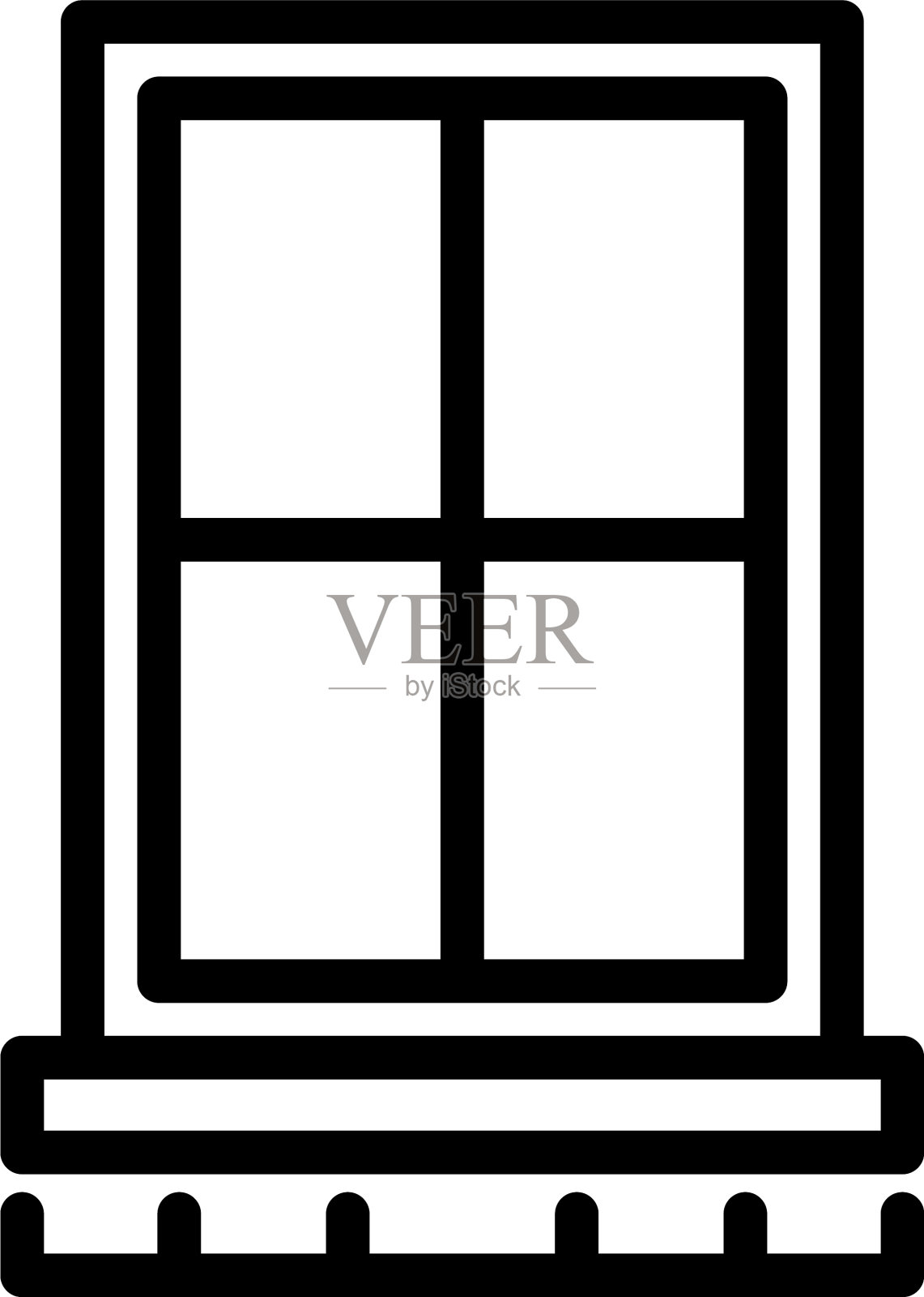 公寓窗口图标轮廓风格插画图片素材