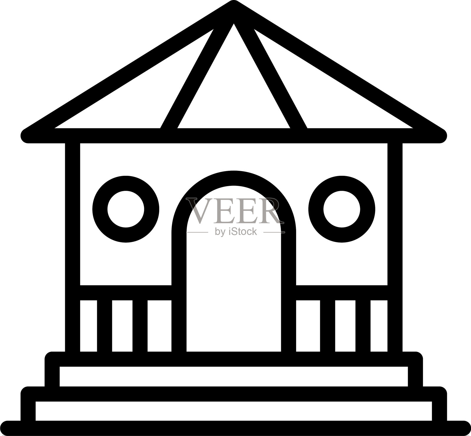 公园凉亭图标轮廓风格图标素材