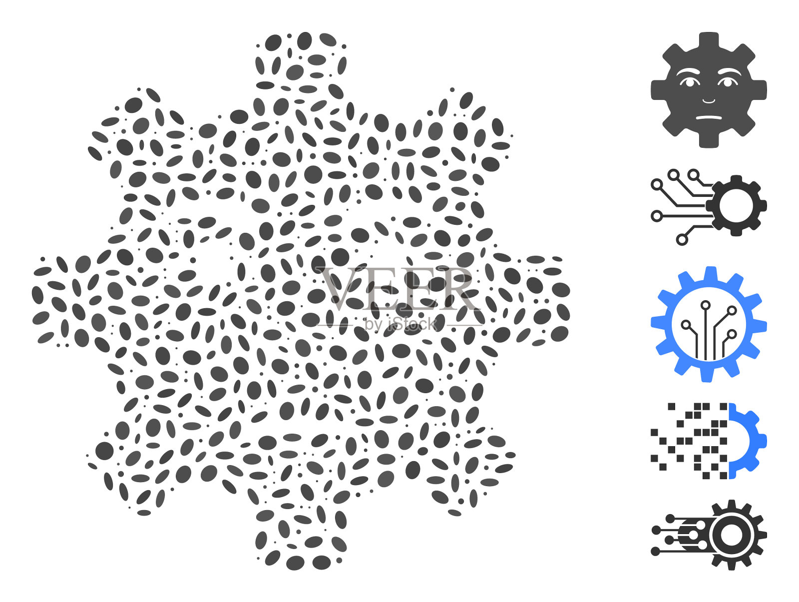 点马赛克遗憾服务齿轮微笑插画图片素材