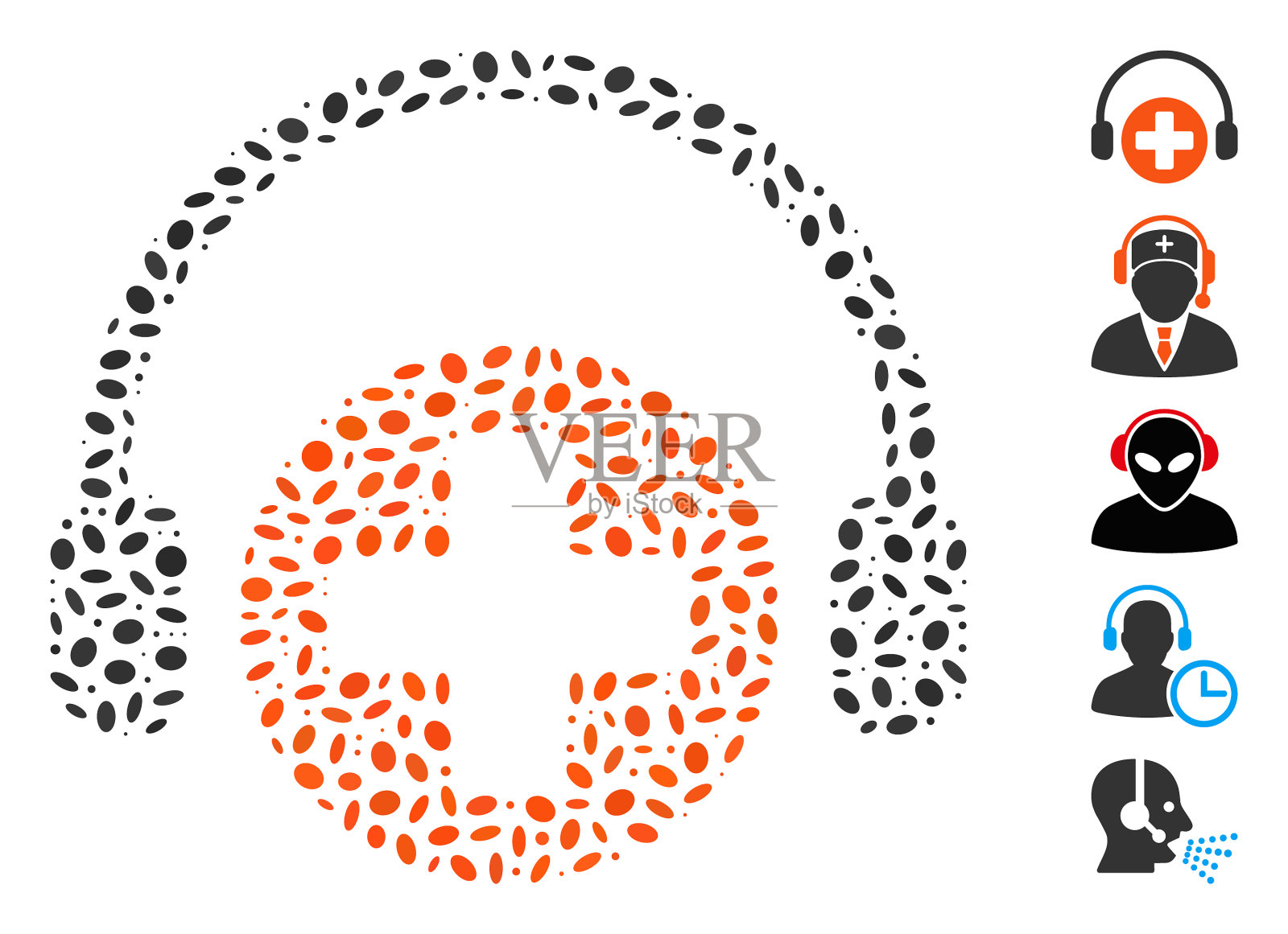 椭圆马赛克医院呼叫服务插画图片素材