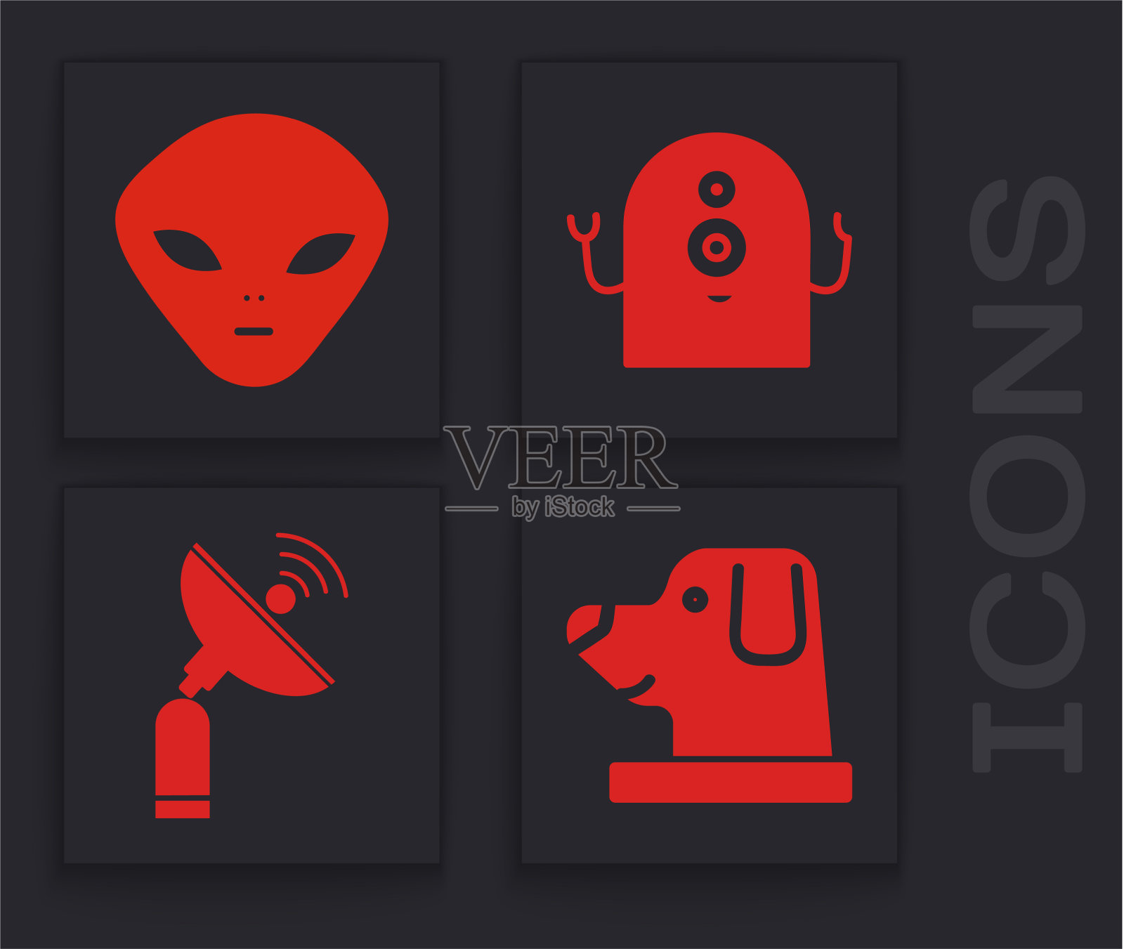 把狗放在宇航员头盔里外星人和外星人图标素材