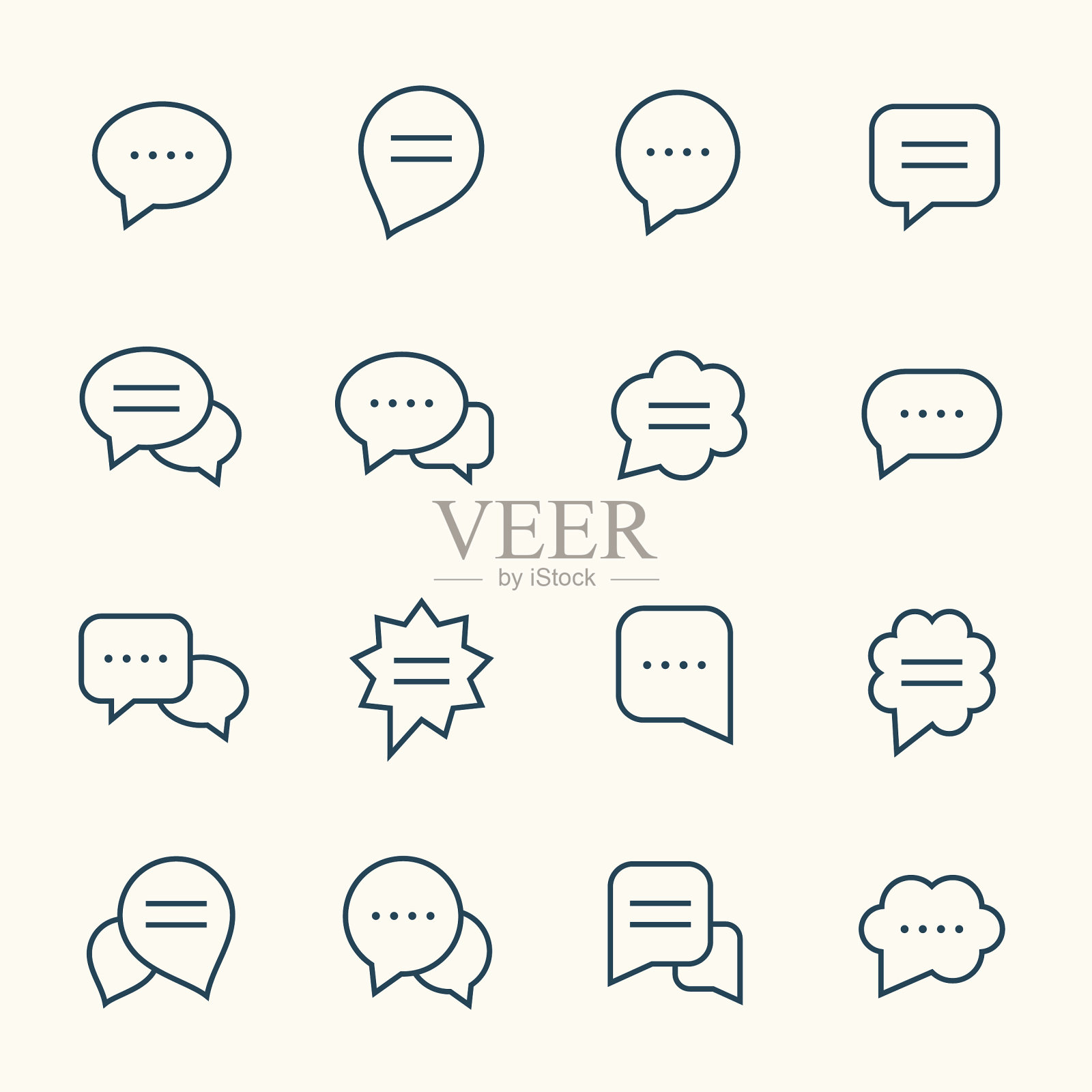 语音气泡和线条图标图标素材