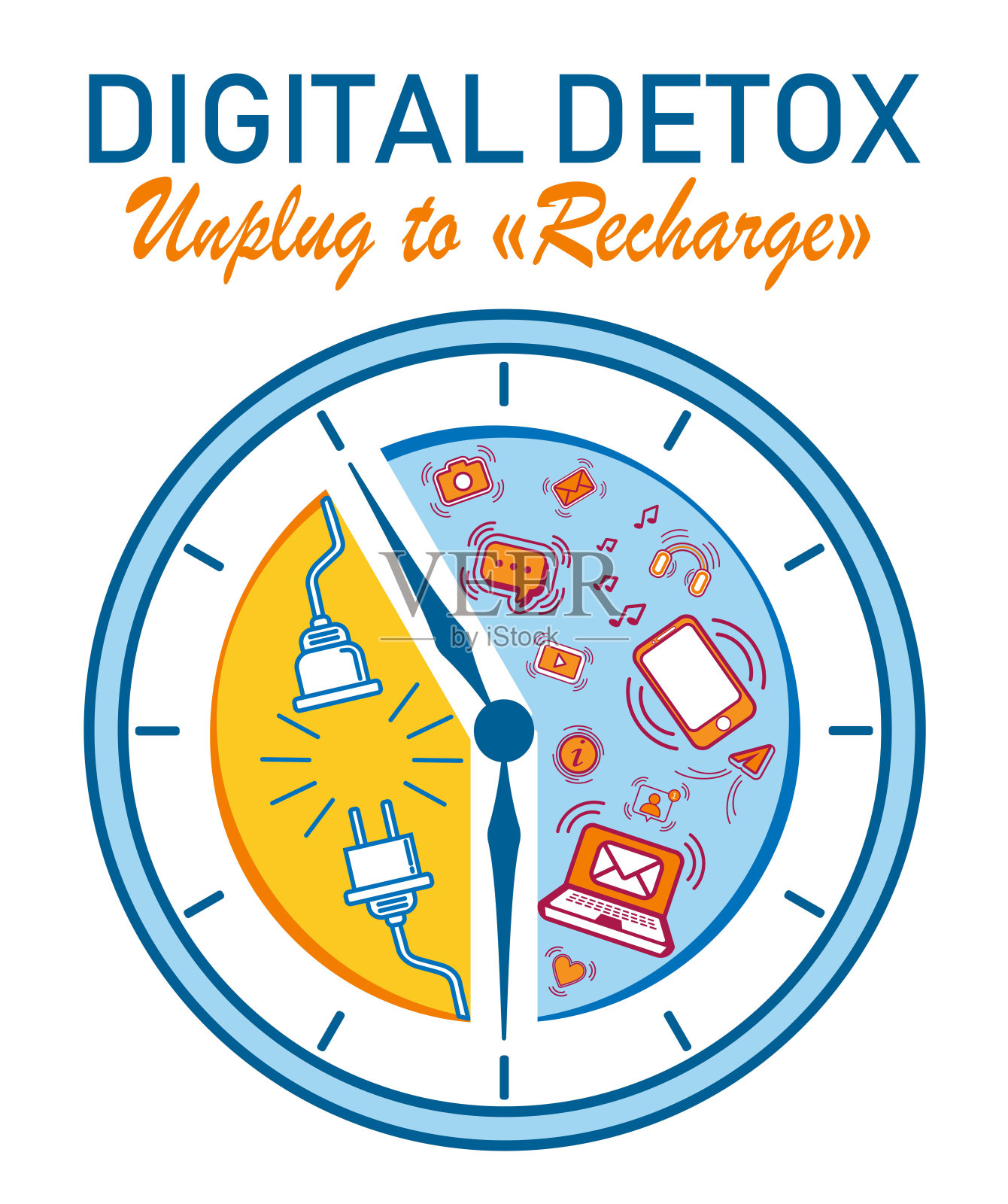 数字排毒时间插画图片素材