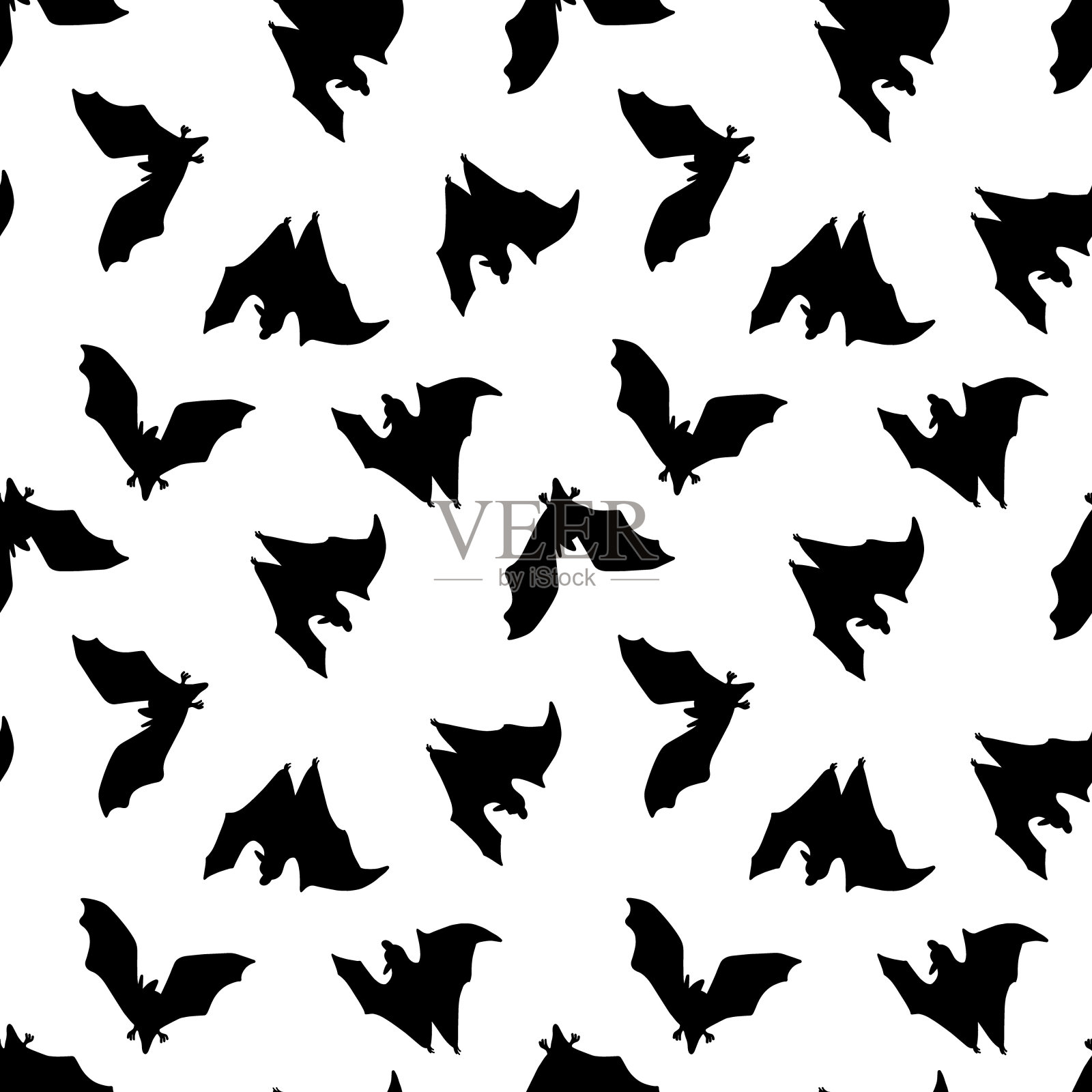 无缝模式的蝙蝠。白色背景上的黑蝙蝠。万圣节设计,印刷,博客,贺卡,包装。向量股票插图插画图片素材