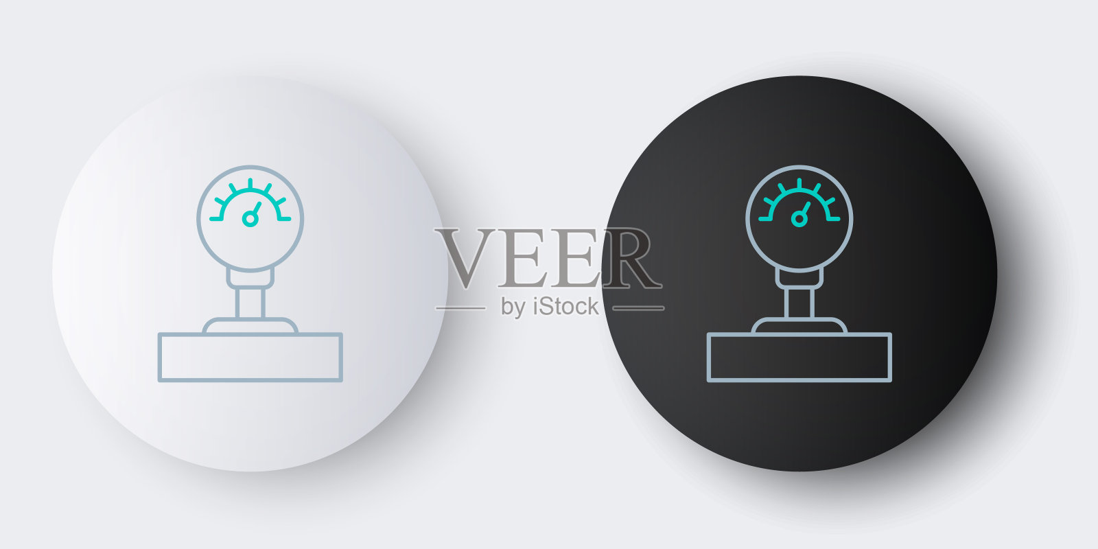 线规刻度图标孤立在灰色背景。满意度,温度,压力计,风险,评级,性能,速度转速表。色彩斑斓的轮廓的概念。向量图标素材