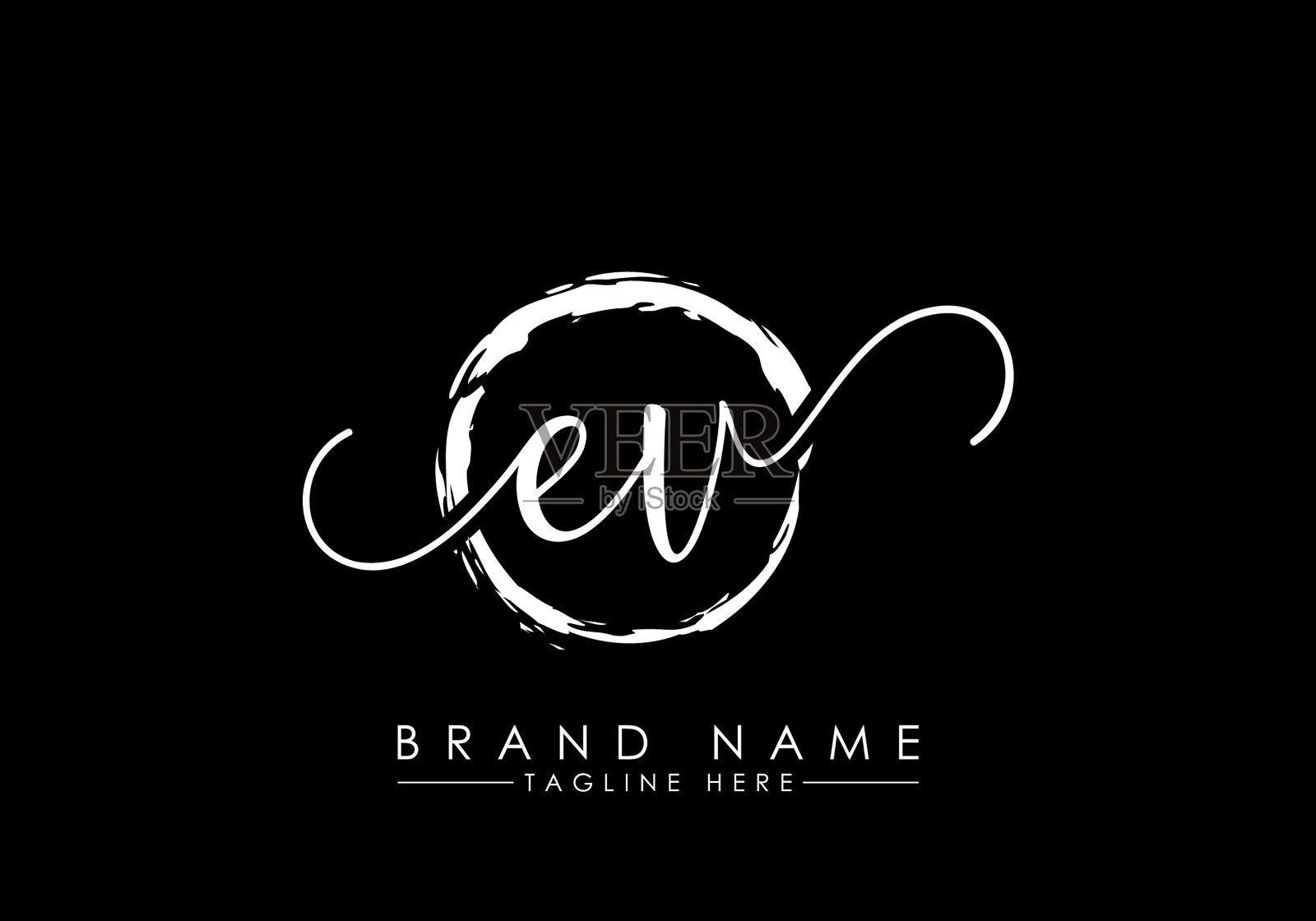 E和v初始手写标志设计用插画图片素材