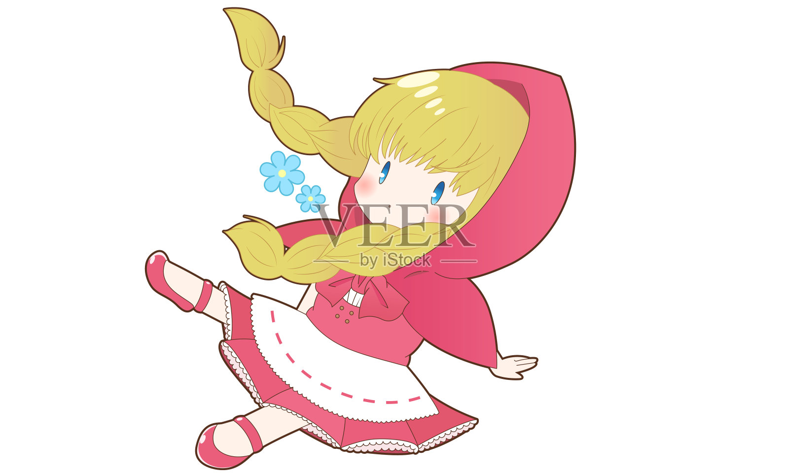 戴红色头巾的女孩插画图片素材