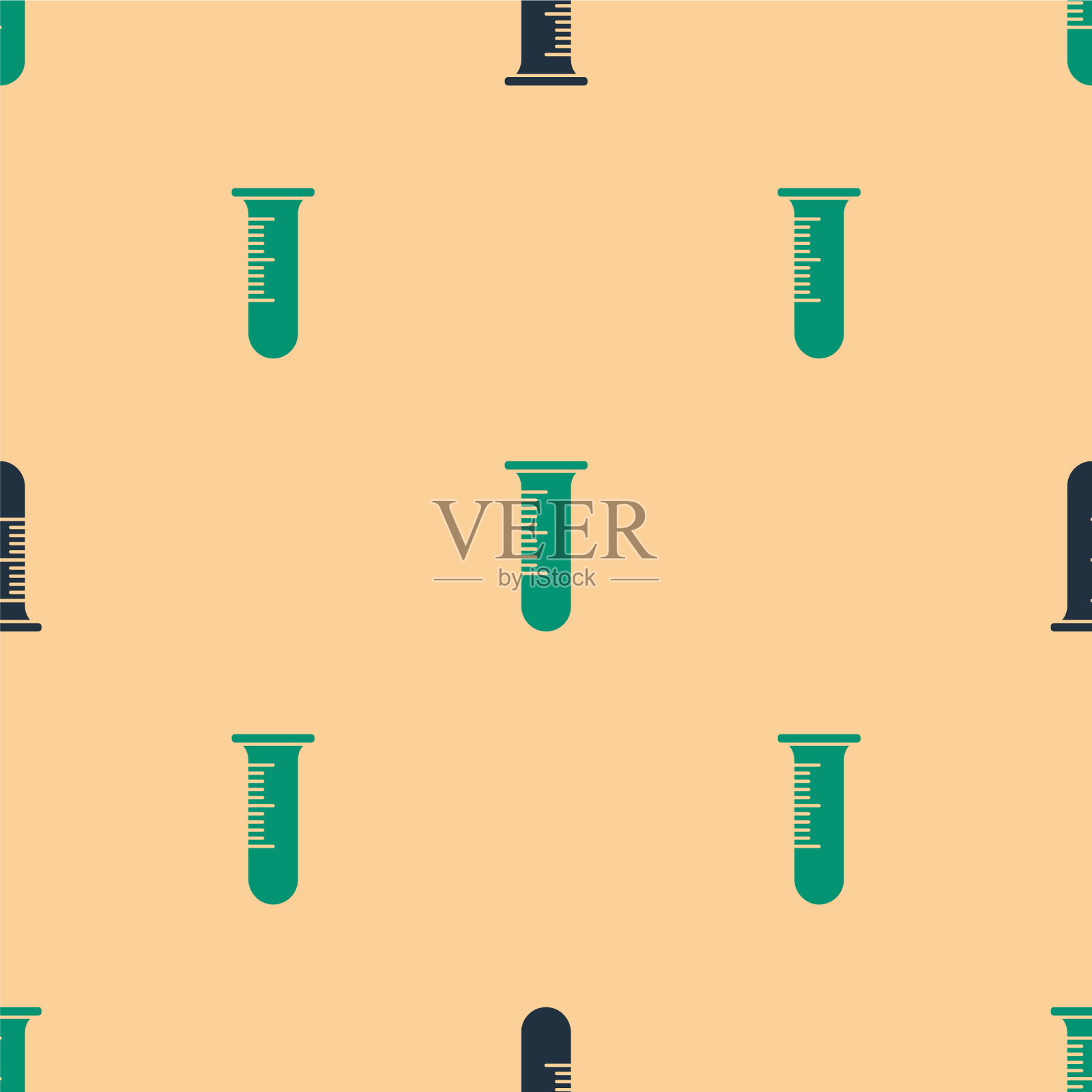 绿色和黑色试管和烧瓶图标隔离插画图片素材