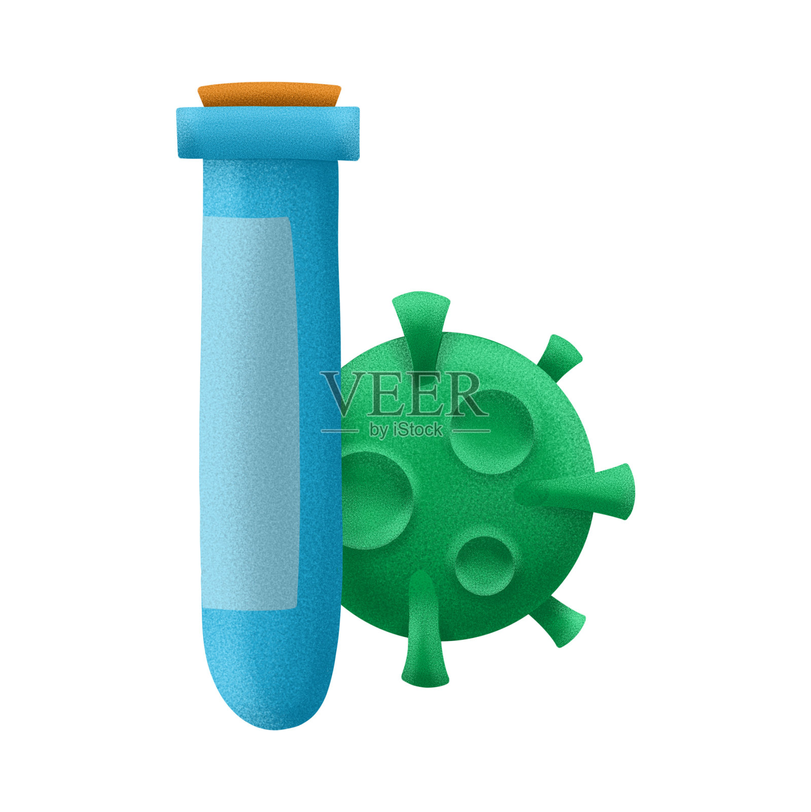 实验室试管和细菌说明。孤立在白色背景上。照片摄影图片