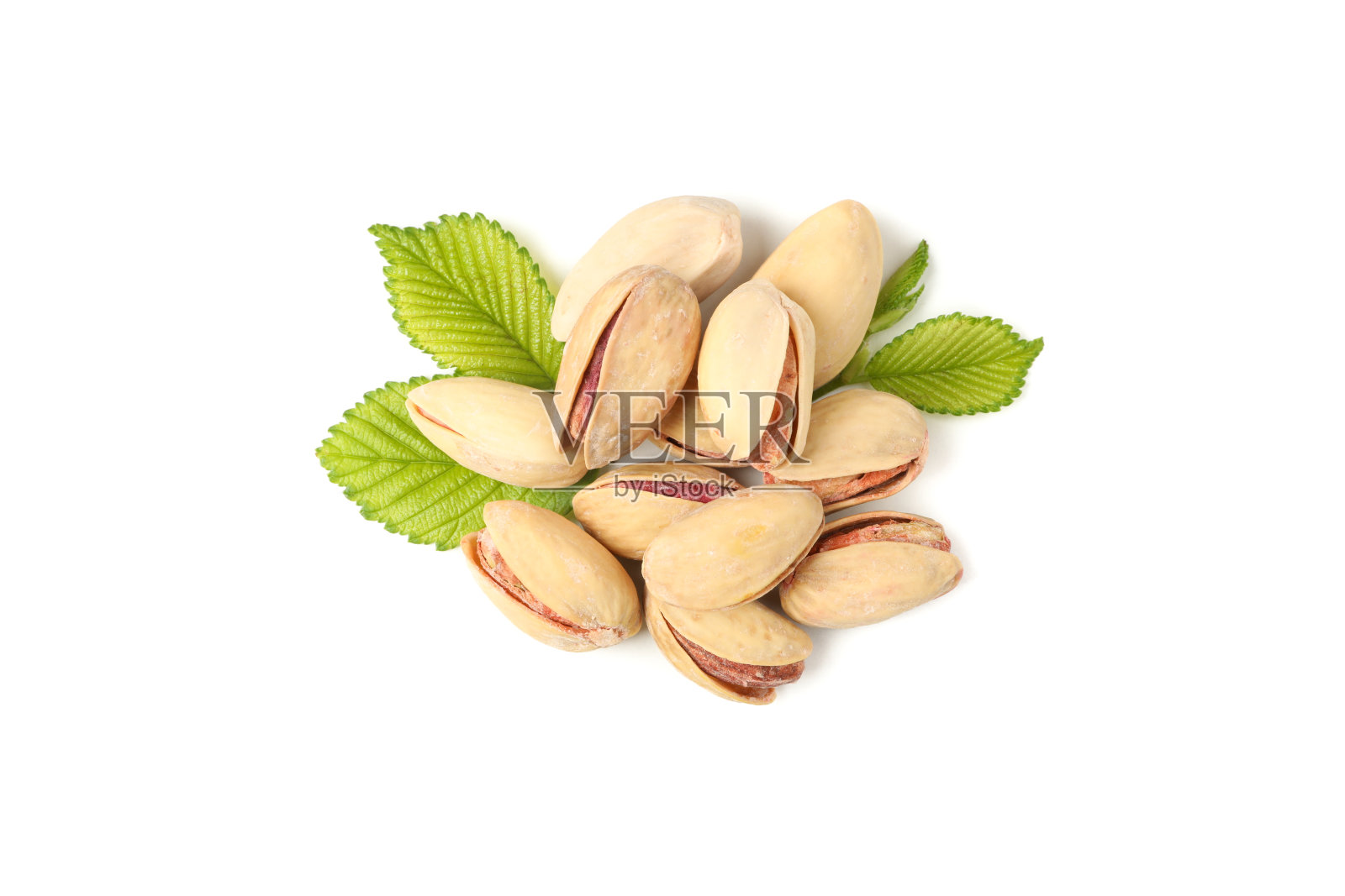 美味的开心果孤立在白色的背景。维生素的食物照片摄影图片