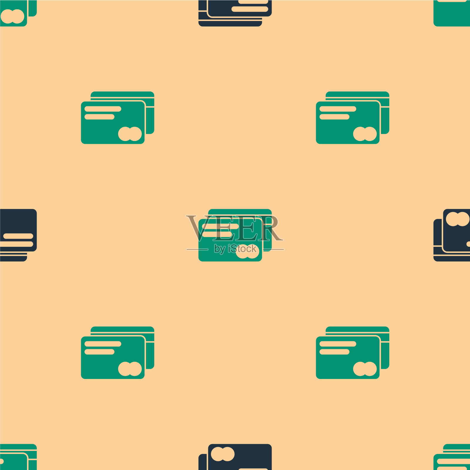 绿色和黑色的信用卡图标隔离无缝插画图片素材