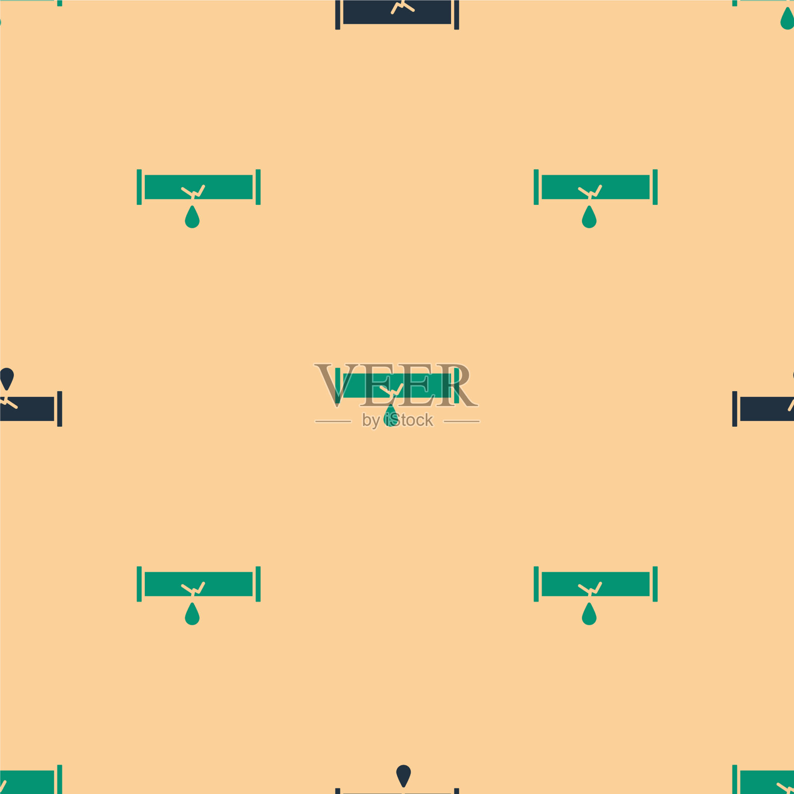 绿色和黑色的金属破裂管渗漏插画图片素材