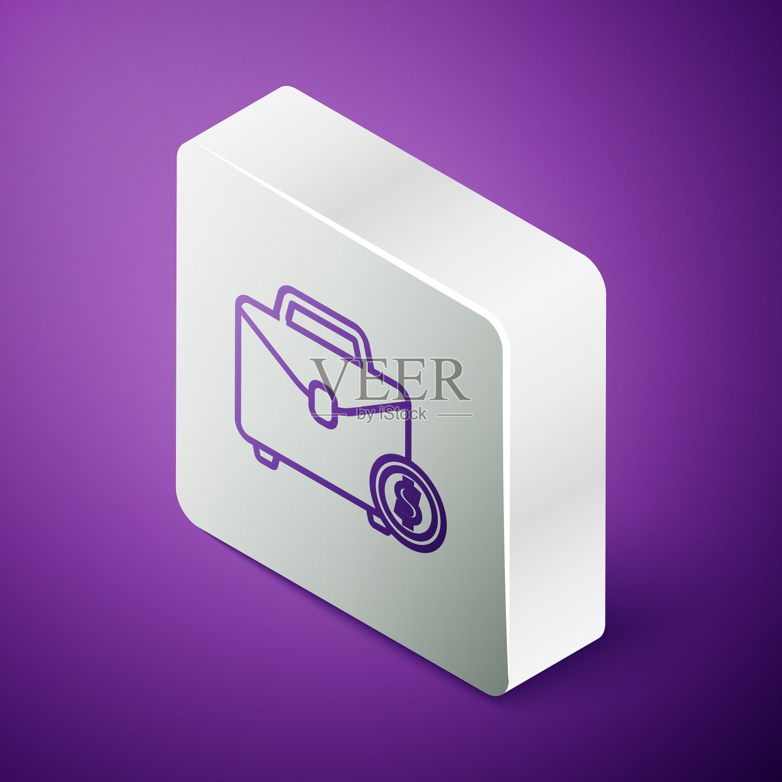 等距线公文包和金钱图标隔离插画图片素材