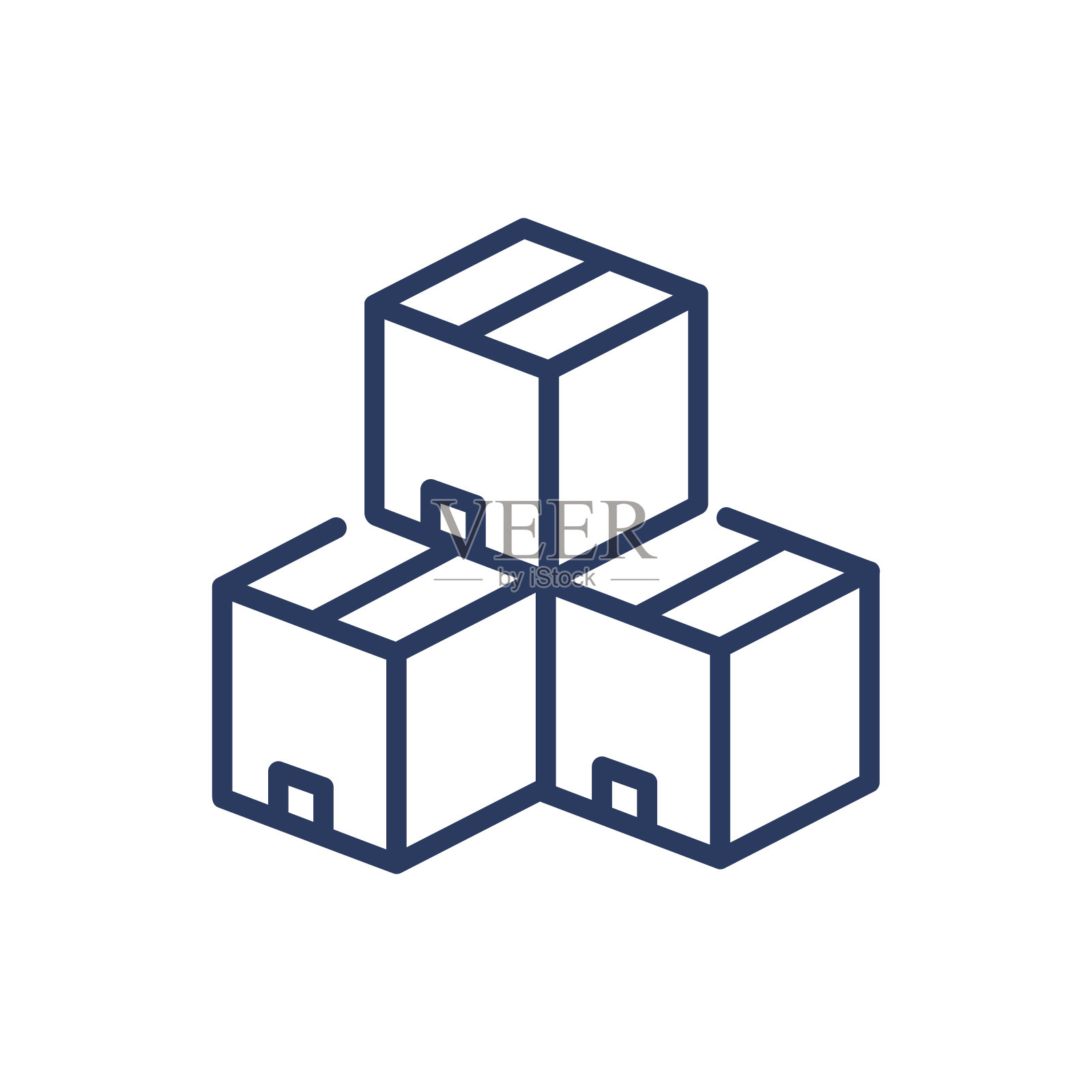 树纸板箱细线图标图标素材