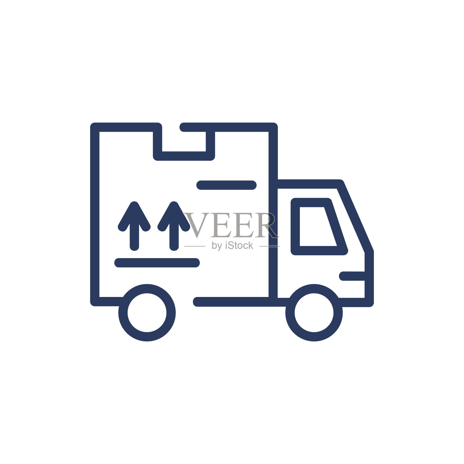 送货服务面包车细线图标插画图片素材