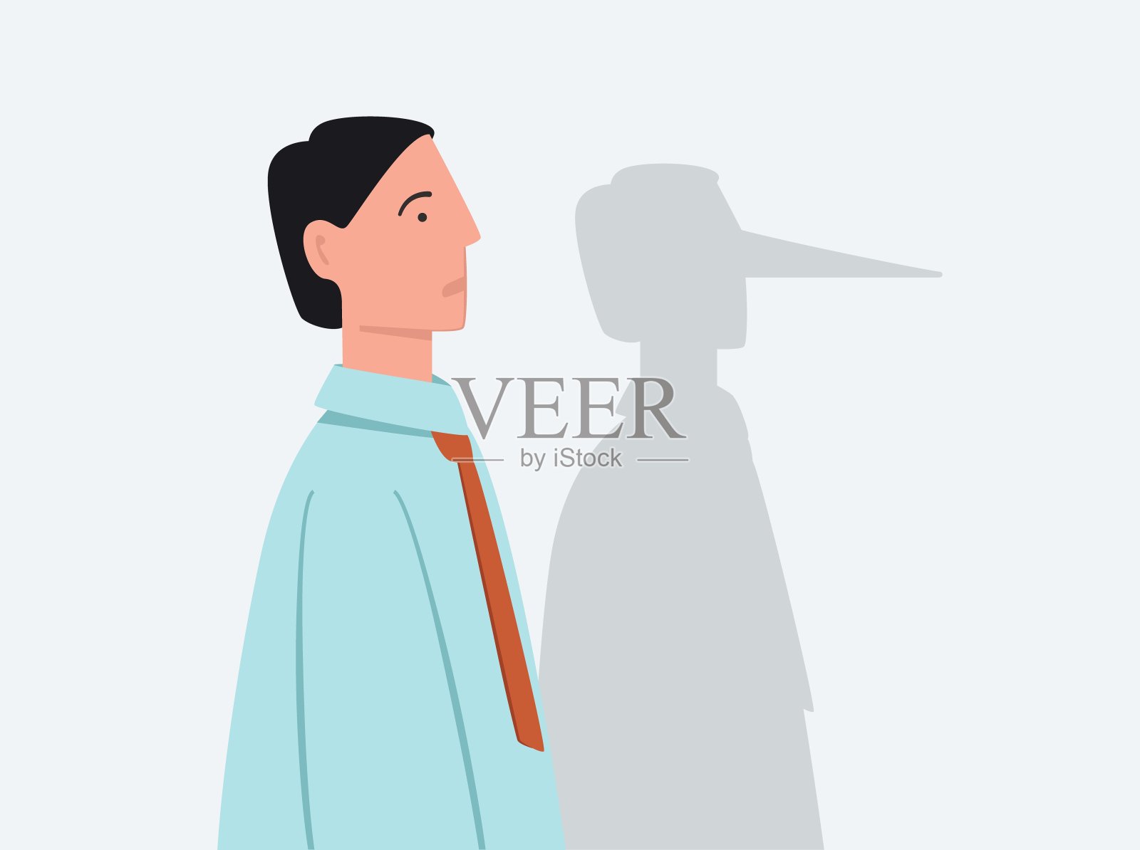 卡通商人以长卧鼻阴影矢量平面插图插画图片素材