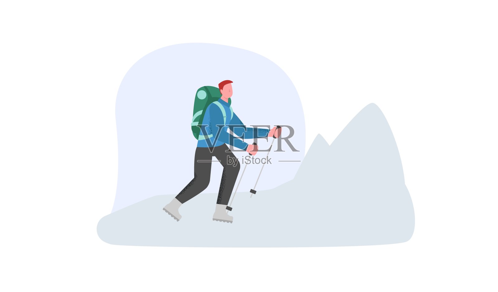 登山,在雪山上行走。极端山旅游插画图片素材