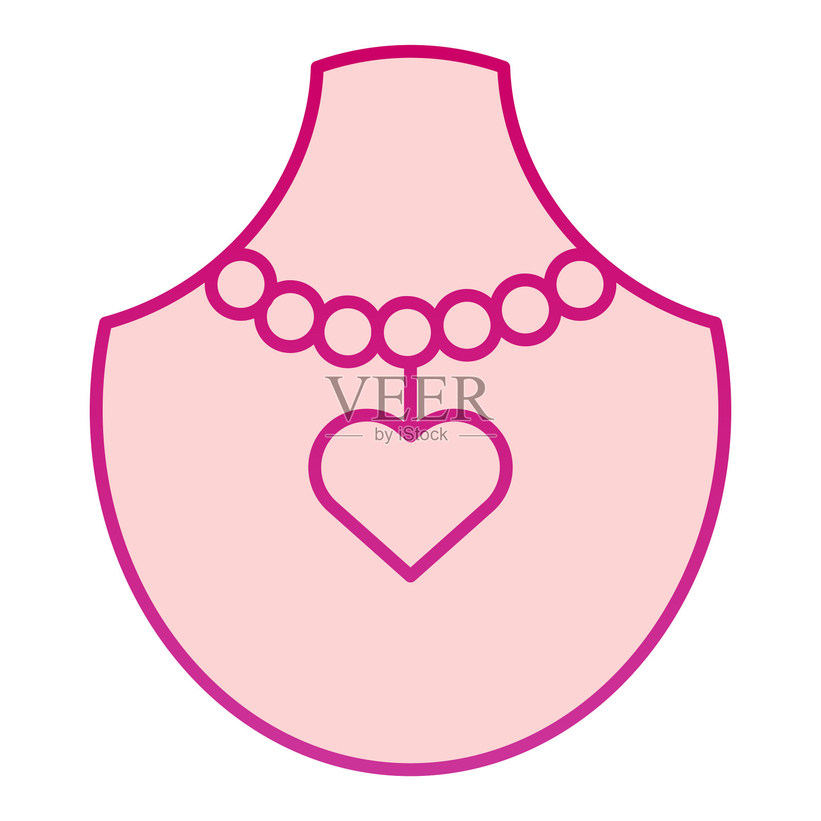 项链与心脏对人体模型平图标垂饰插画图片素材