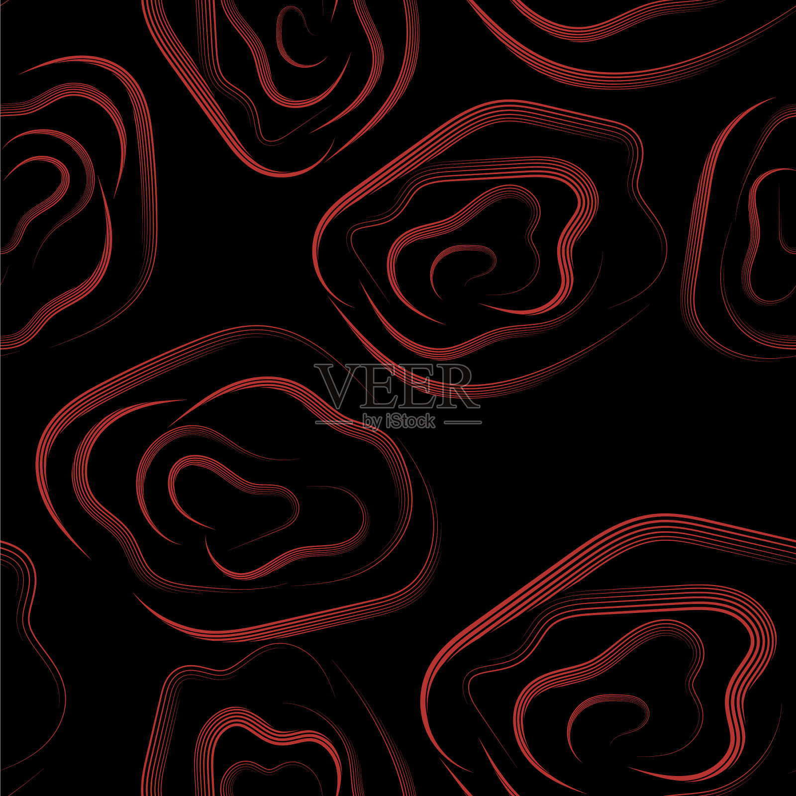 红玫瑰美丽的无缝图案上的黑色插画图片素材