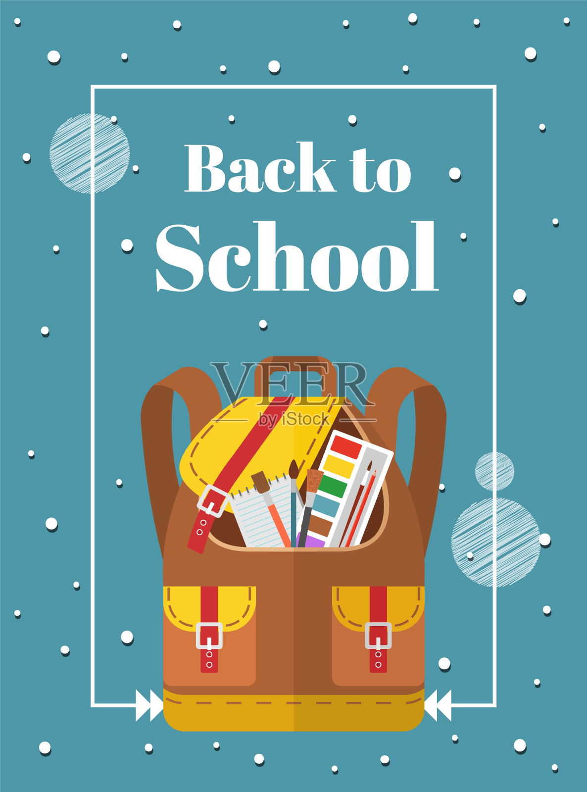 彩色书包回到学校插画图片素材